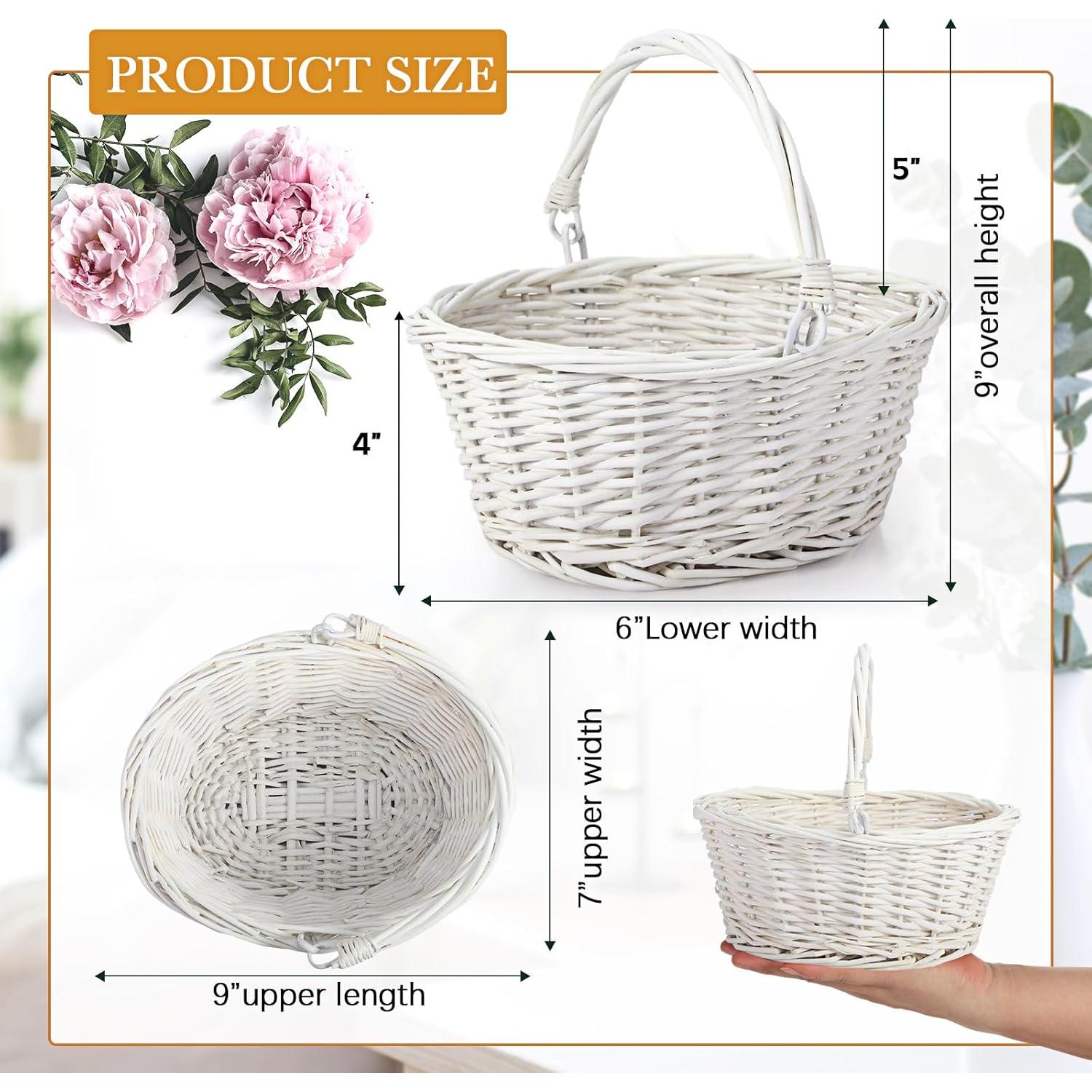 Cestas de Mimbre Barydat 6 Pcs Ovaladas Blancas 23x17 cm