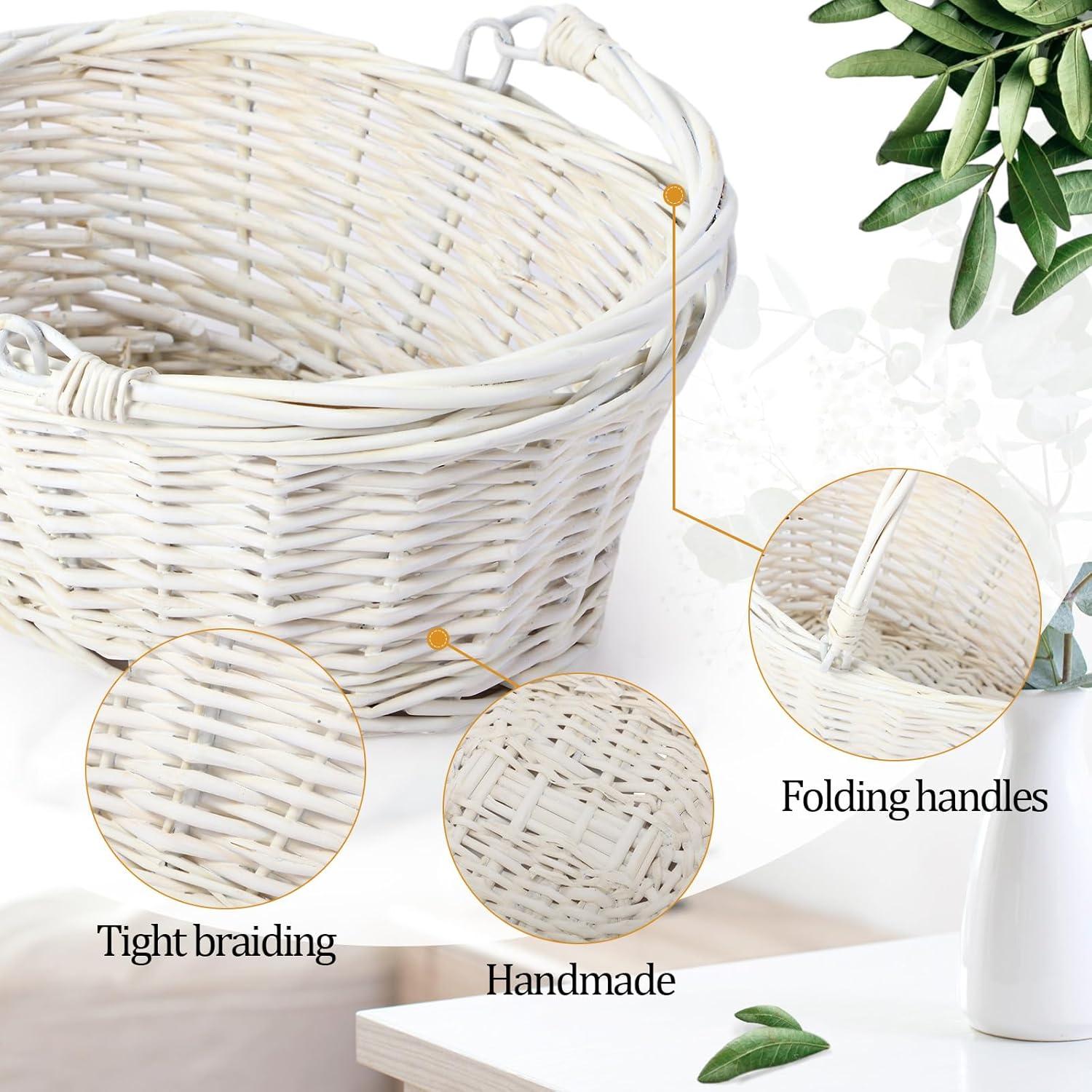 Cestas de Mimbre Barydat 6 Pcs Ovaladas Blancas 23x17 cm