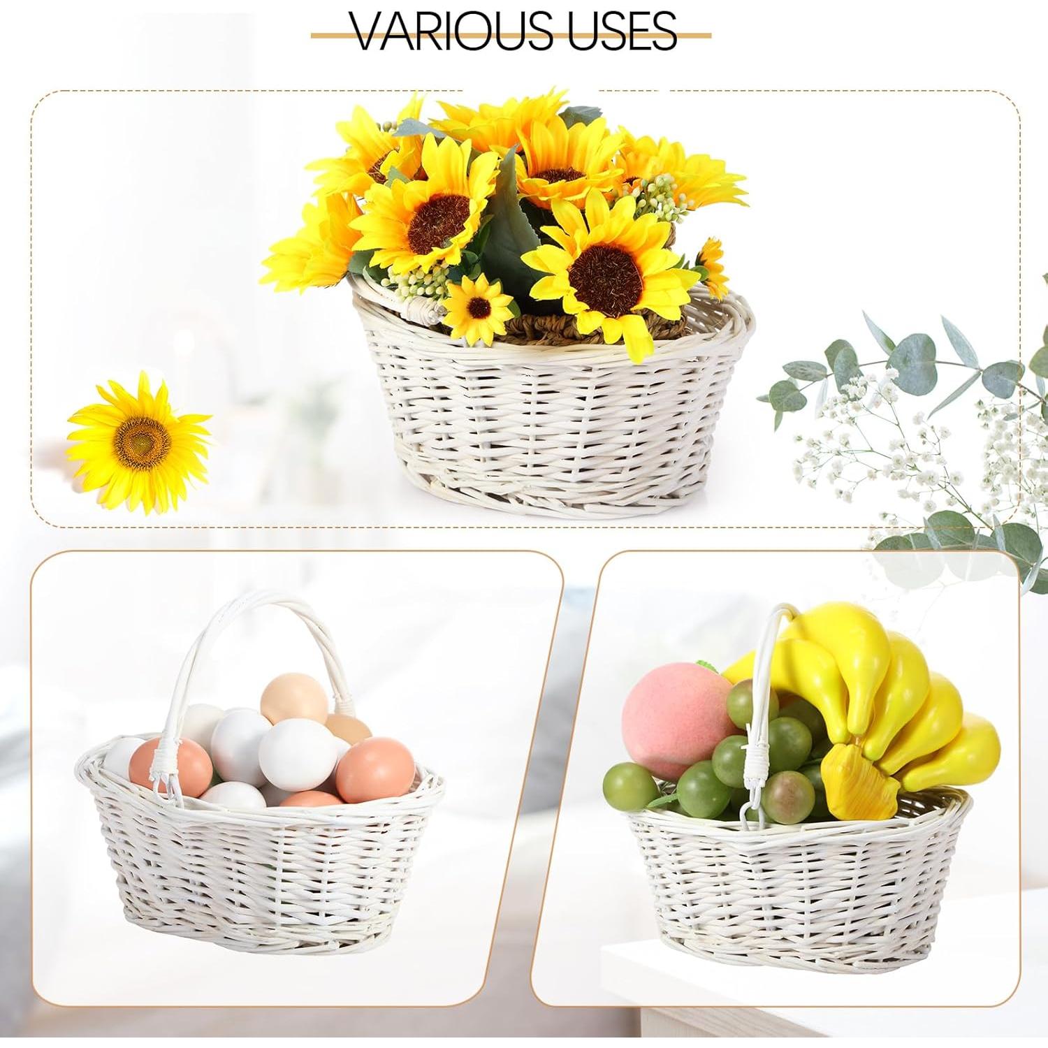 Cestas de Mimbre Barydat 6 Pcs Ovaladas Blancas 23x17 cm