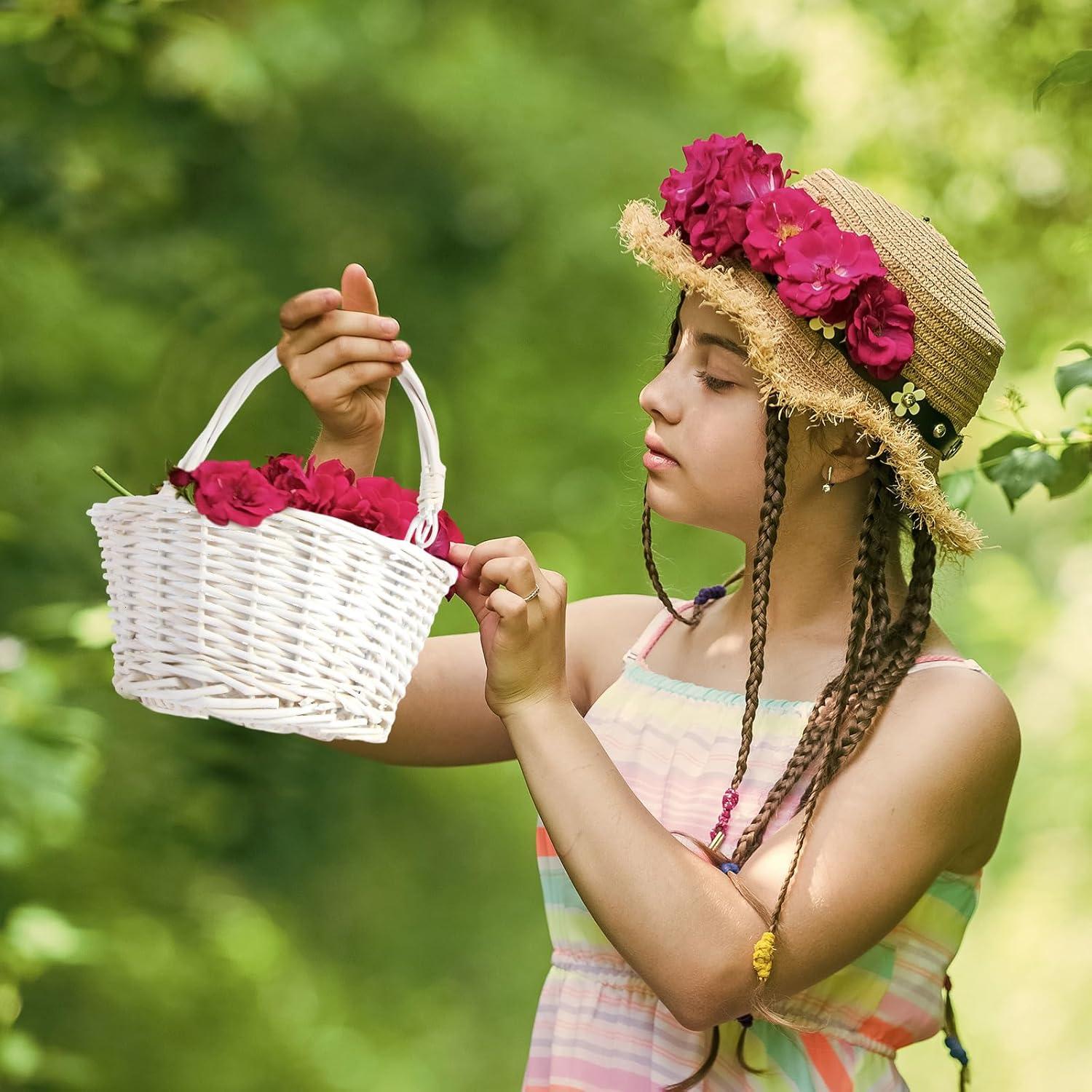 Cestas de Mimbre Barydat 6 Pcs Ovaladas Blancas 23x17 cm