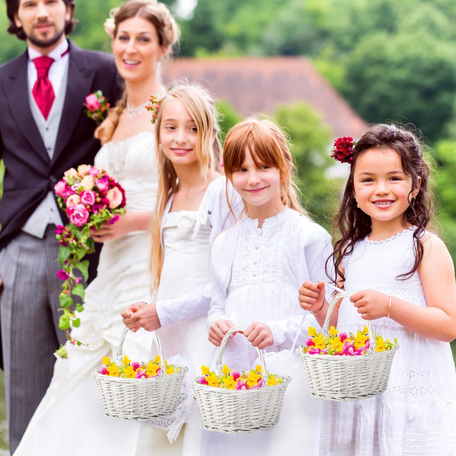 Cestas de Mimbre Barydat 6 Pcs Ovaladas Blancas 23x17 cm