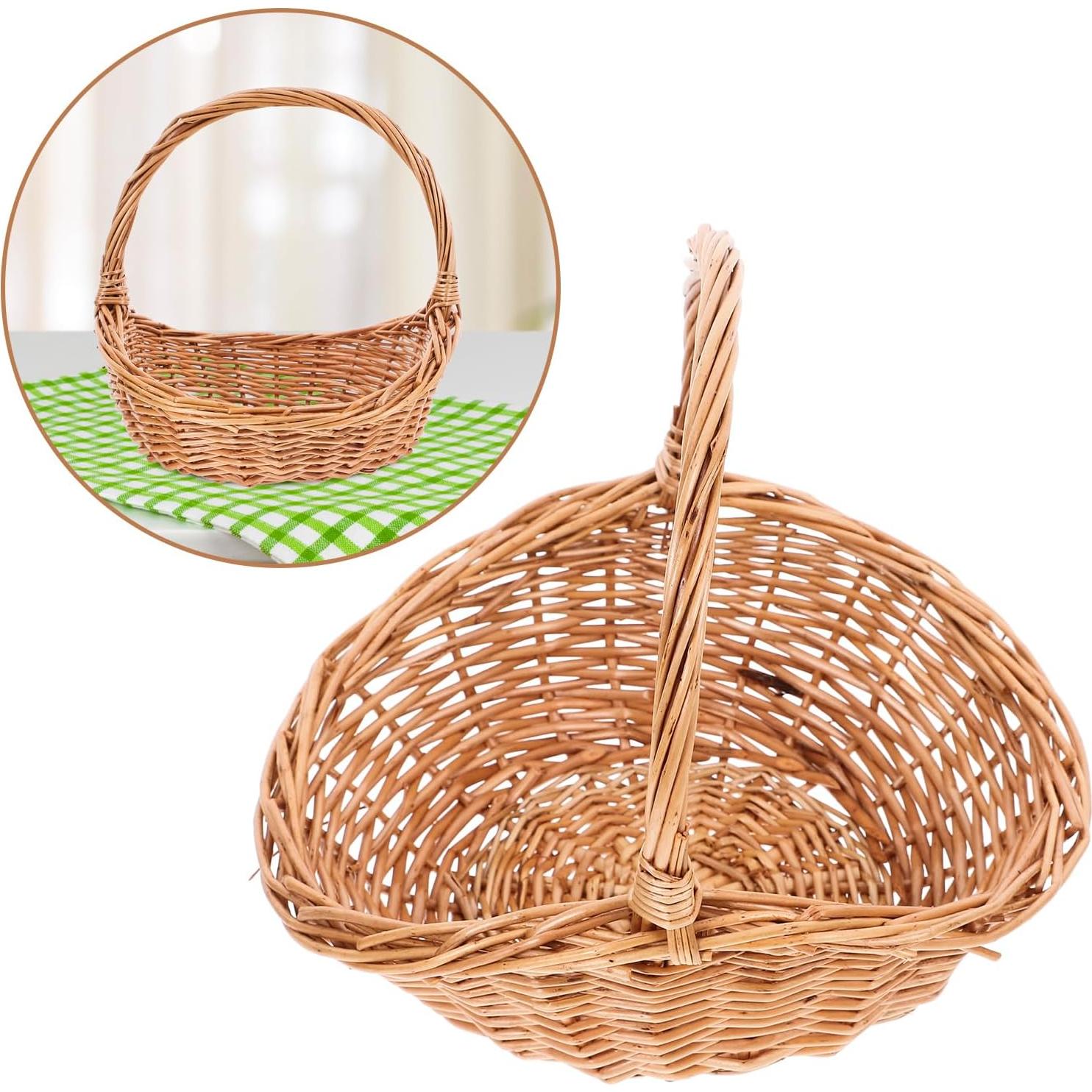 Cesta de Mimbre Toddmomy 22x18cm para Picnic y Almacenamiento