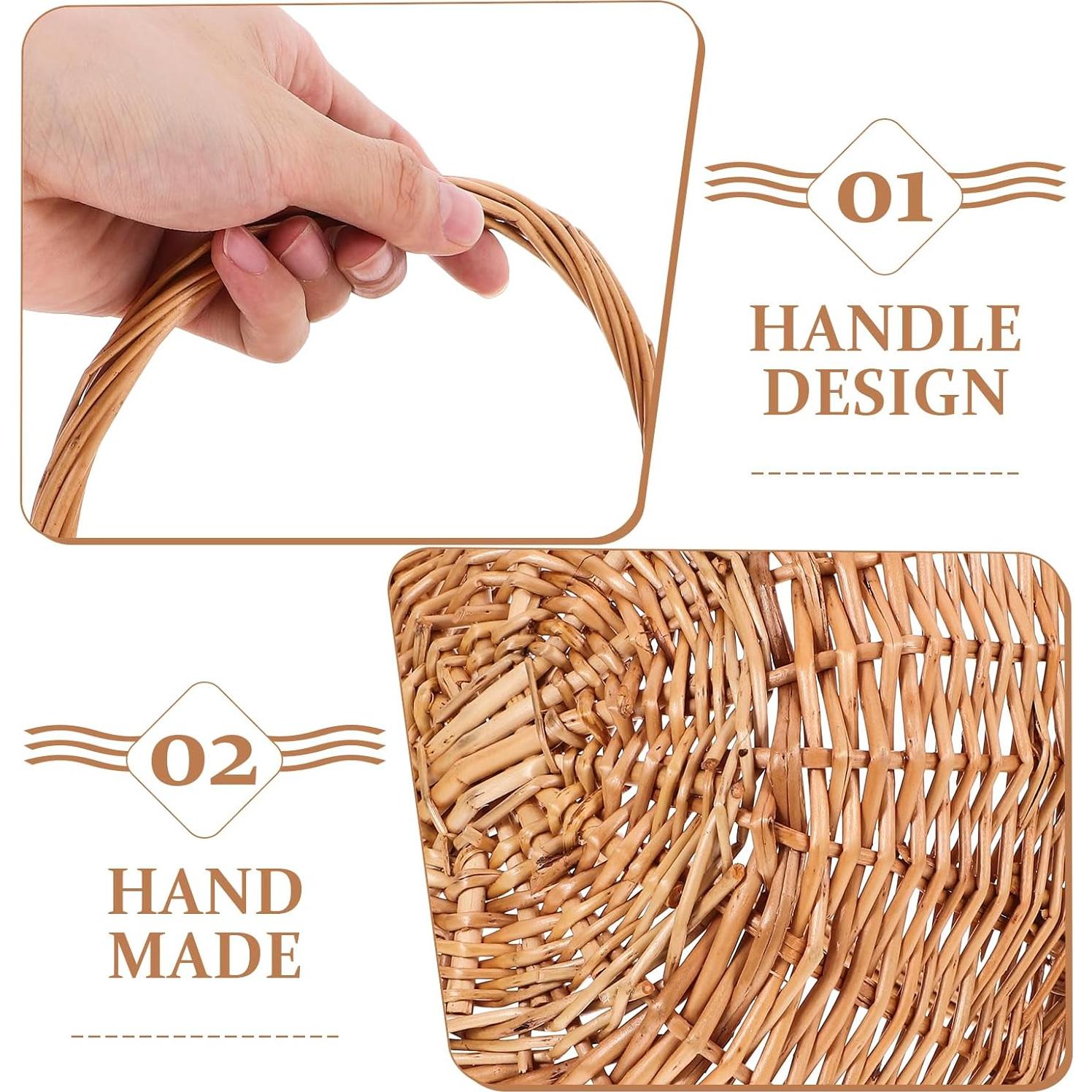 Cesta de Mimbre Toddmomy 22x18cm para Picnic y Almacenamiento