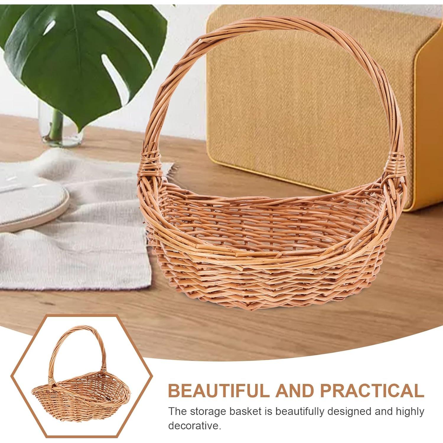 Cesta de Mimbre Toddmomy 22x18cm para Picnic y Almacenamiento