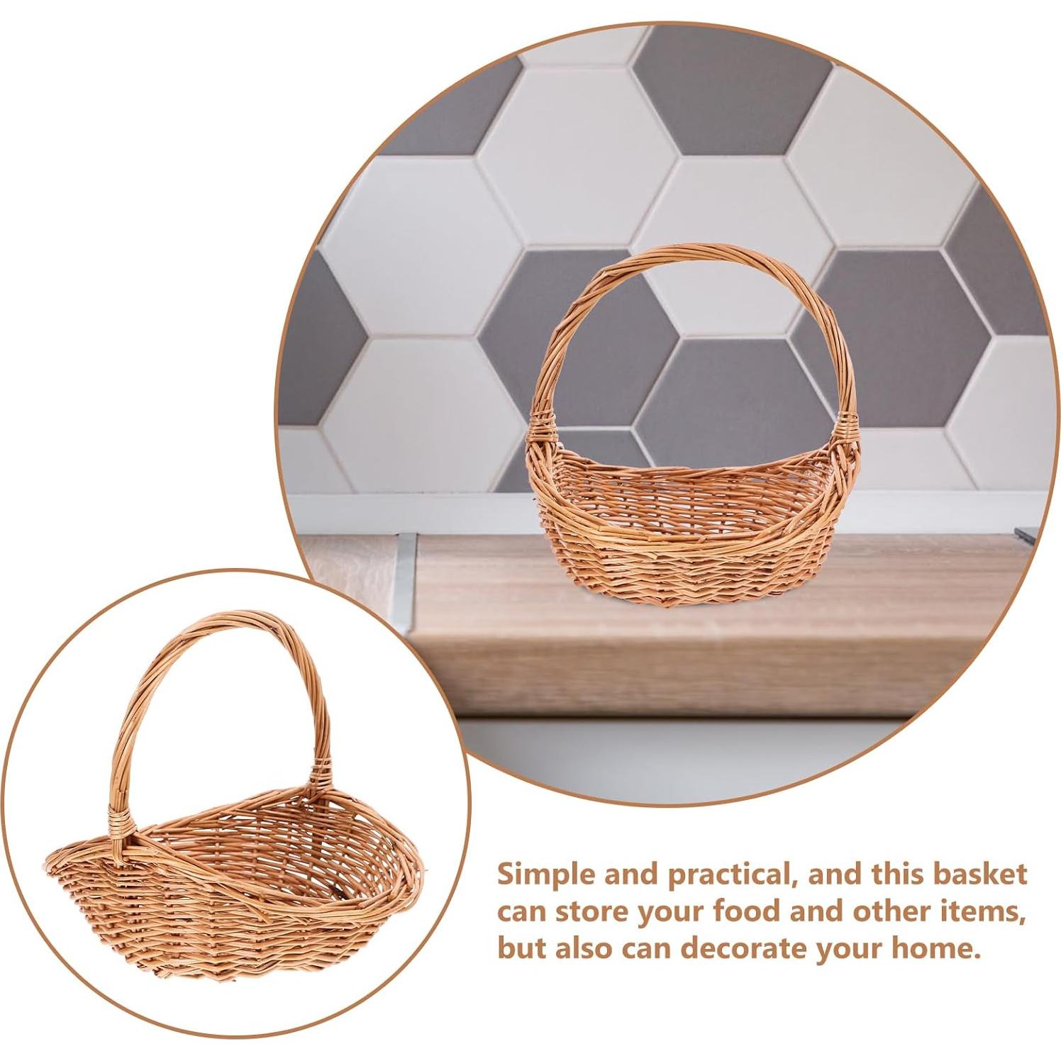 Cesta de Mimbre Toddmomy 22x18cm para Picnic y Almacenamiento