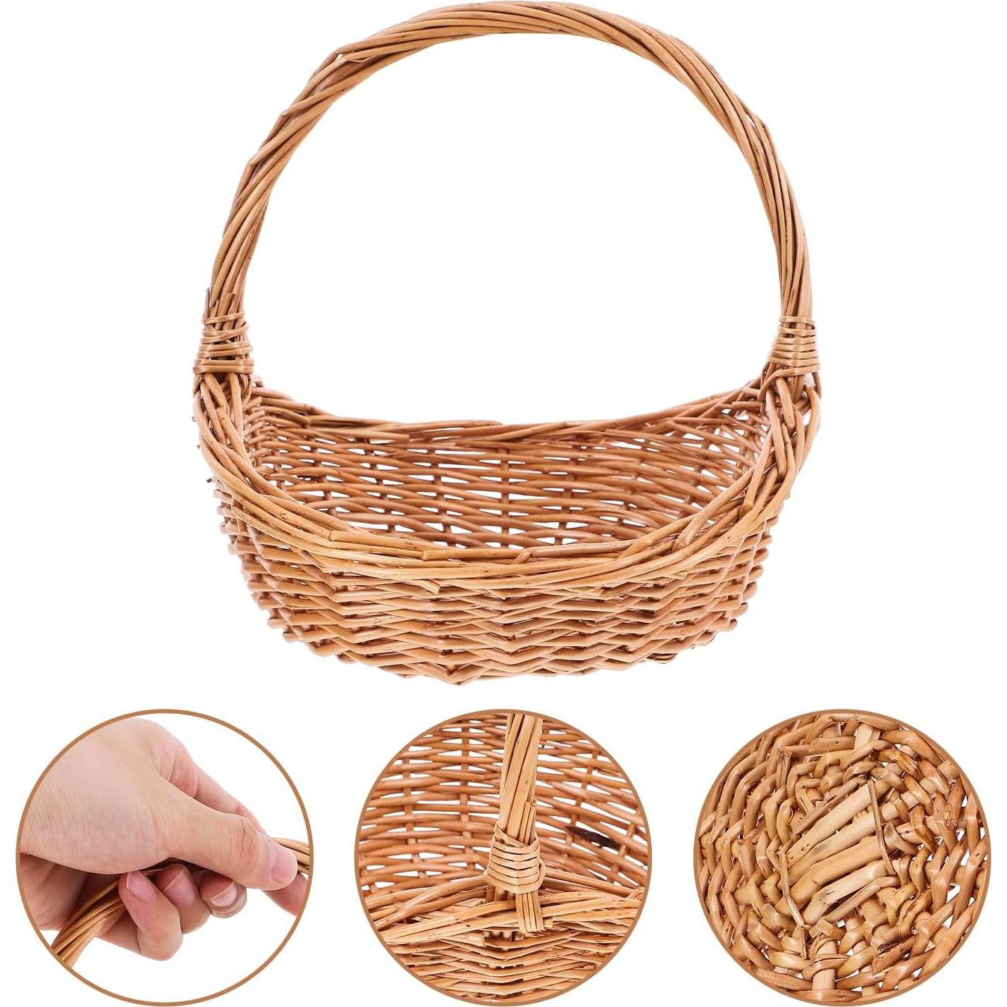 Cesta de Mimbre Toddmomy 22x18cm para Picnic y Almacenamiento