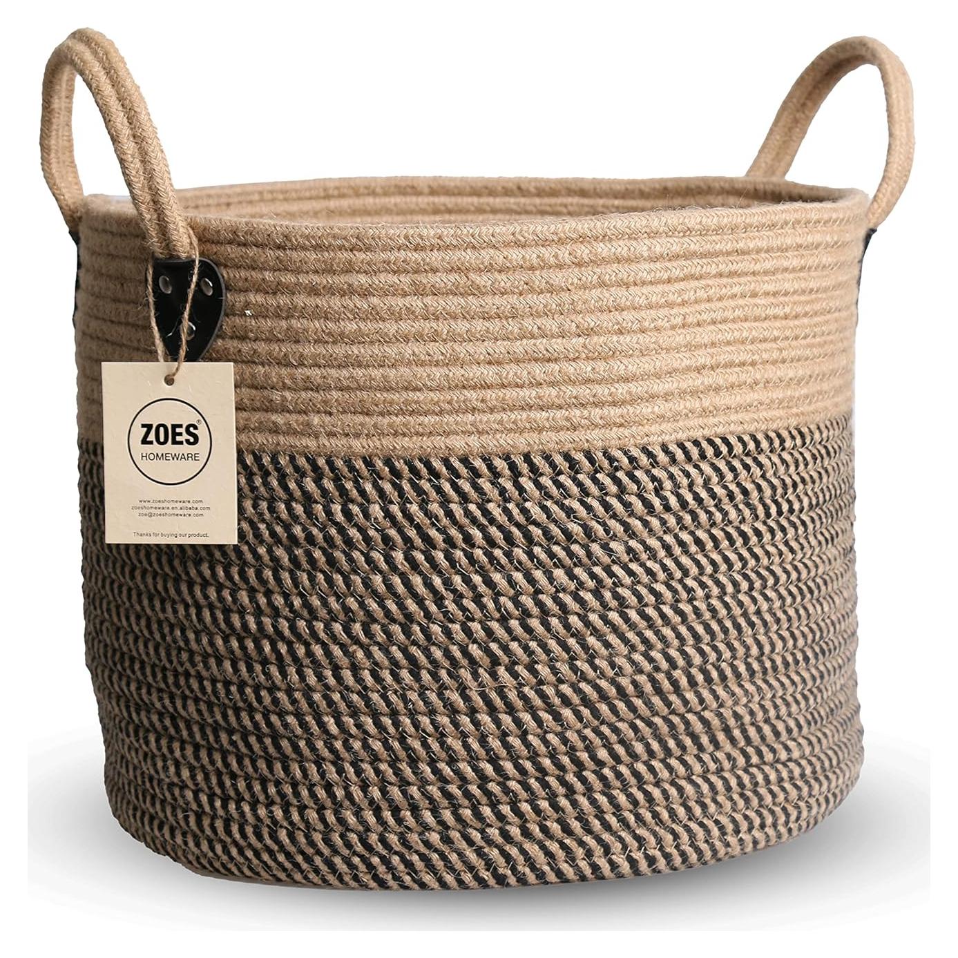 Canasta de Almacenamiento Tejida ZOES HOMEWARE 35.5cm Yute Natural