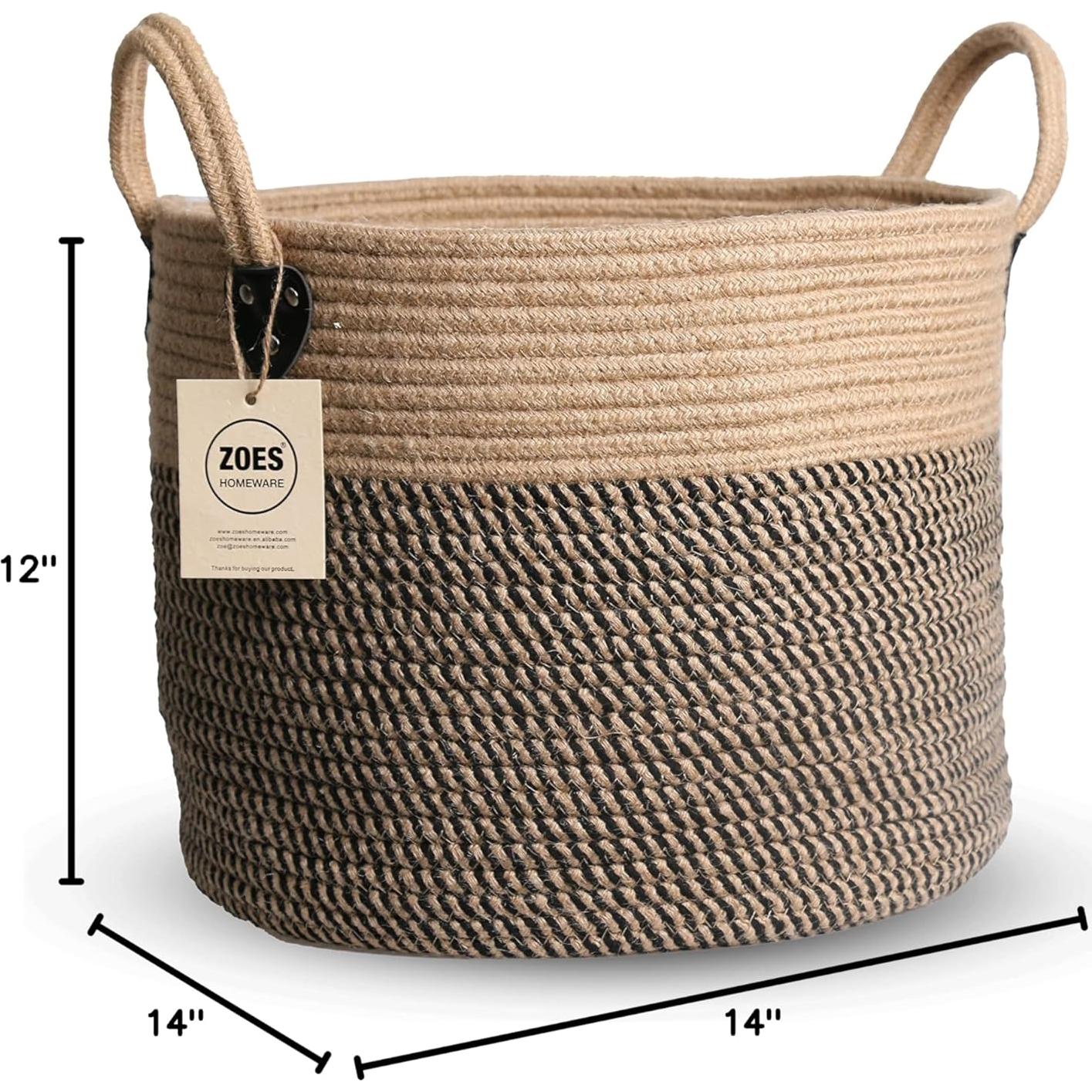 Canasta de Almacenamiento Tejida ZOES HOMEWARE 35.5cm Yute Natural