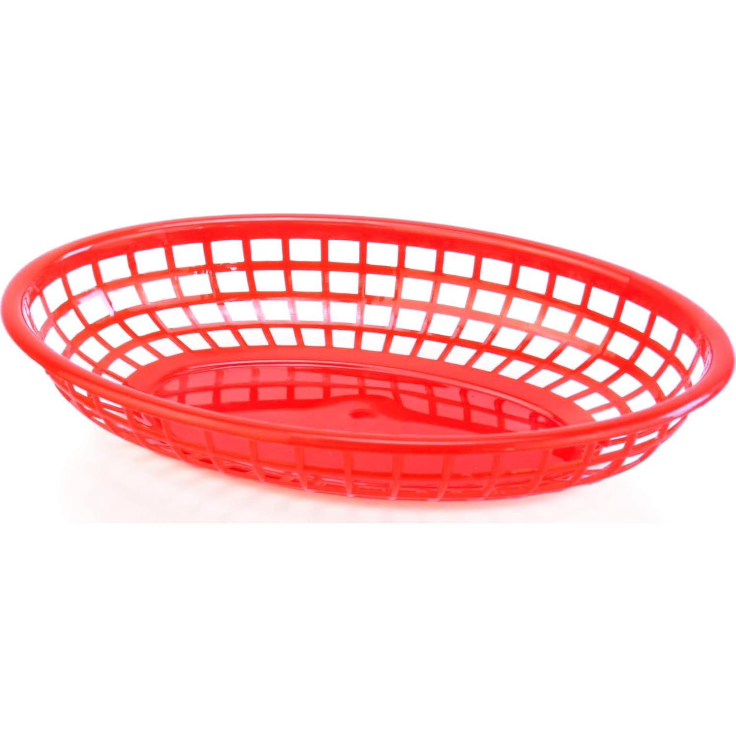 Cestas de Comida Rápida New Star Foodservice 44164, Juego de 12, Ovaladas 23.5x15.2 cm, Rojo