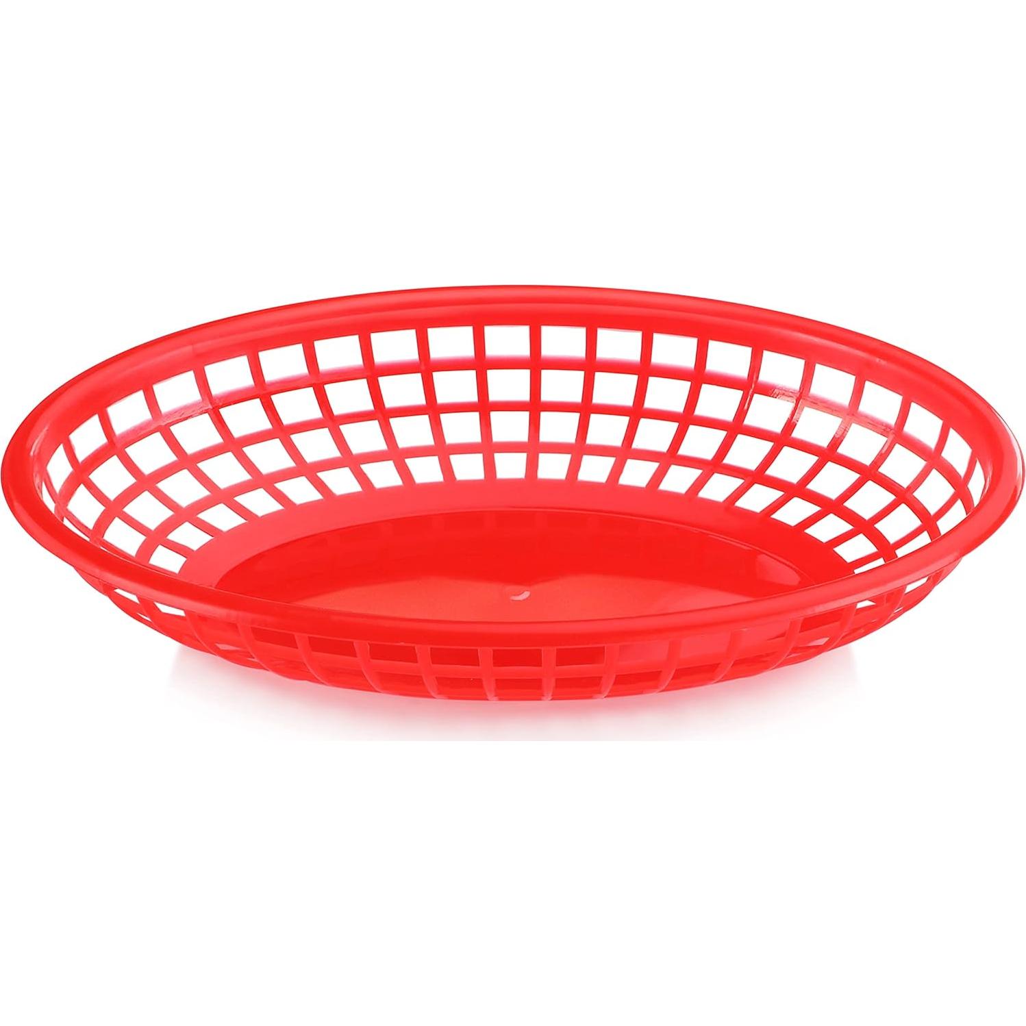 Cestas de Comida Rápida New Star Foodservice 44164, Juego de 12, Ovaladas 23.5x15.2 cm, Rojo