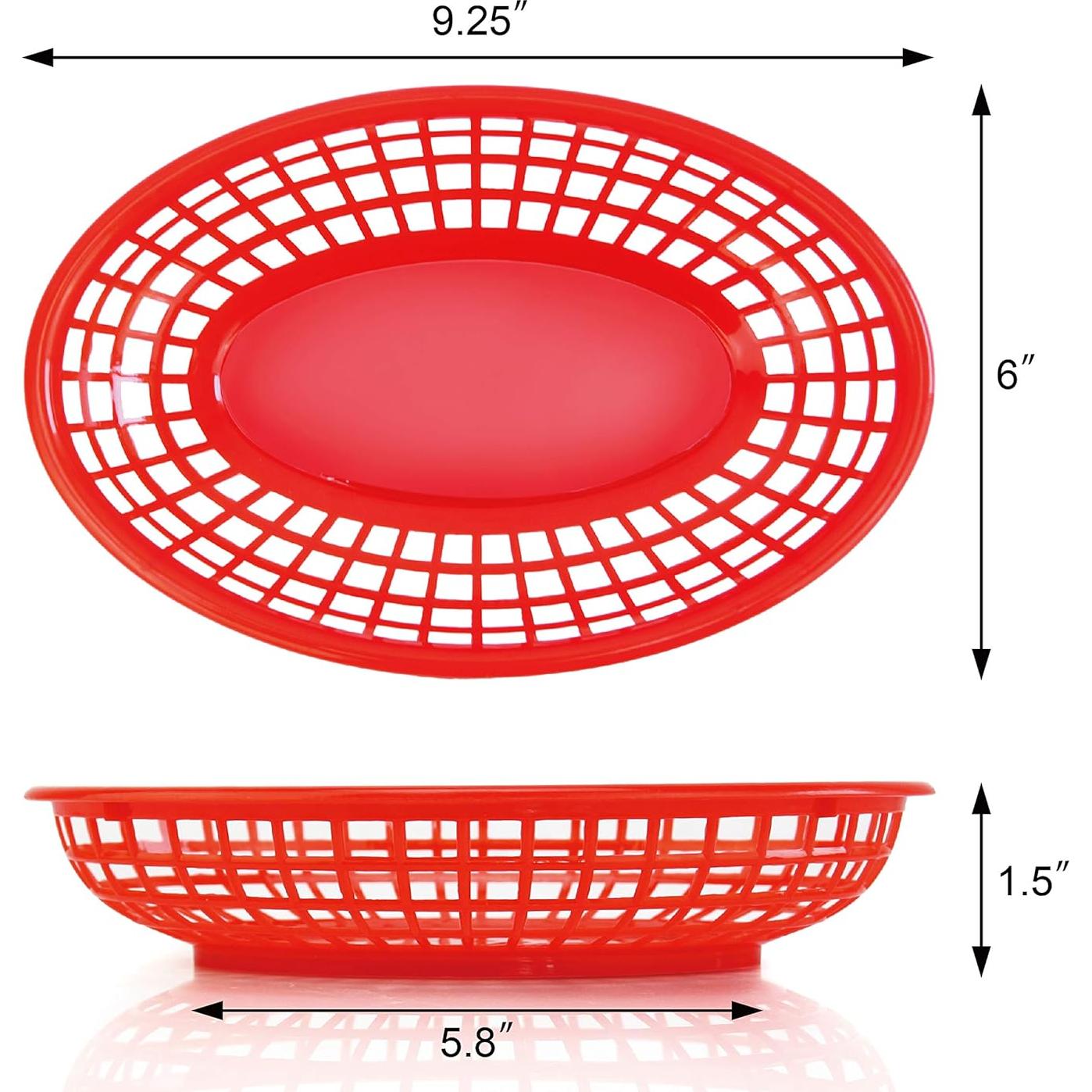 Cestas de Comida Rápida New Star Foodservice 44164, Juego de 12, Ovaladas 23.5x15.2 cm, Rojo