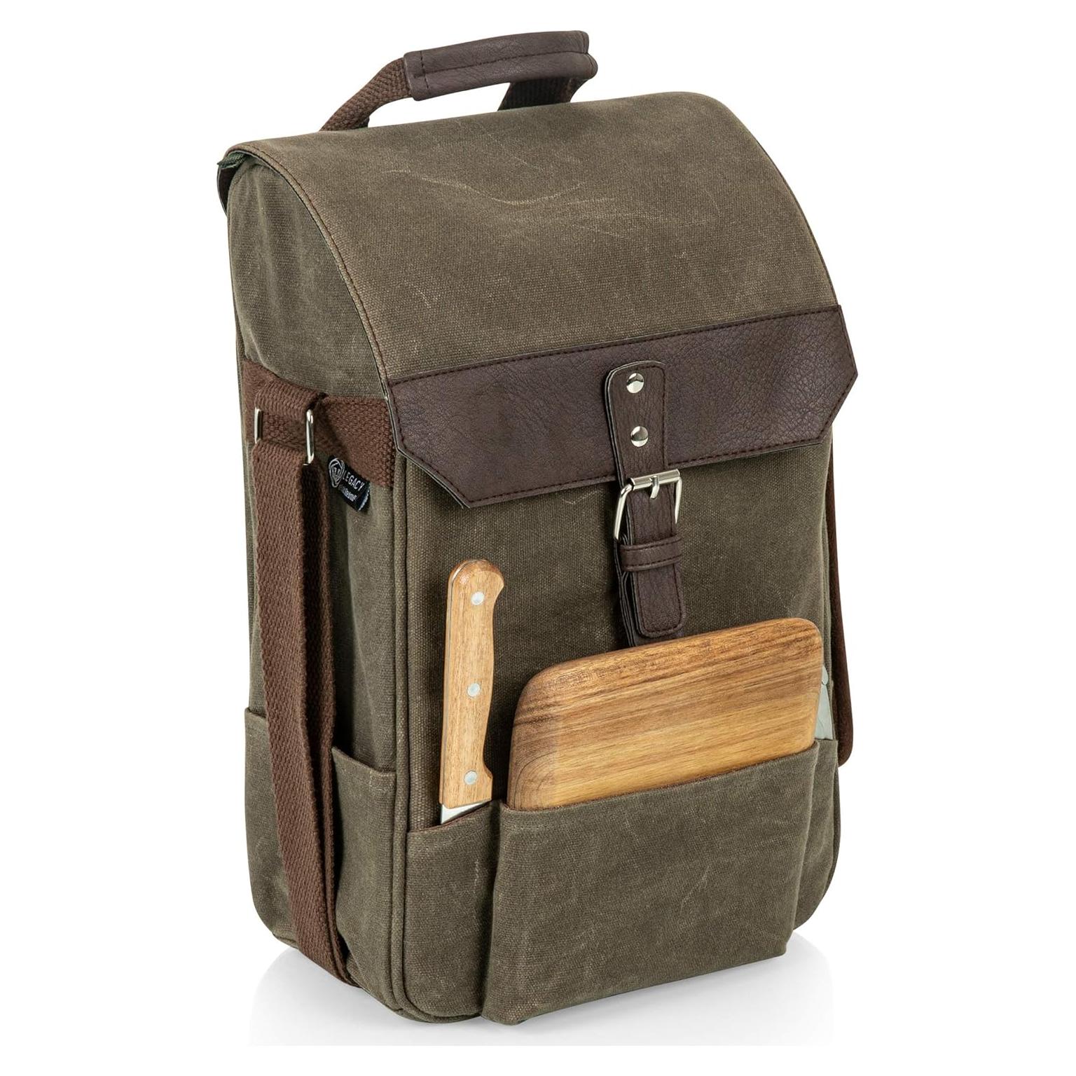 Bolsa de Vino Aislada Picnic Time para 2 Botellas con Tabla y Cuchillos