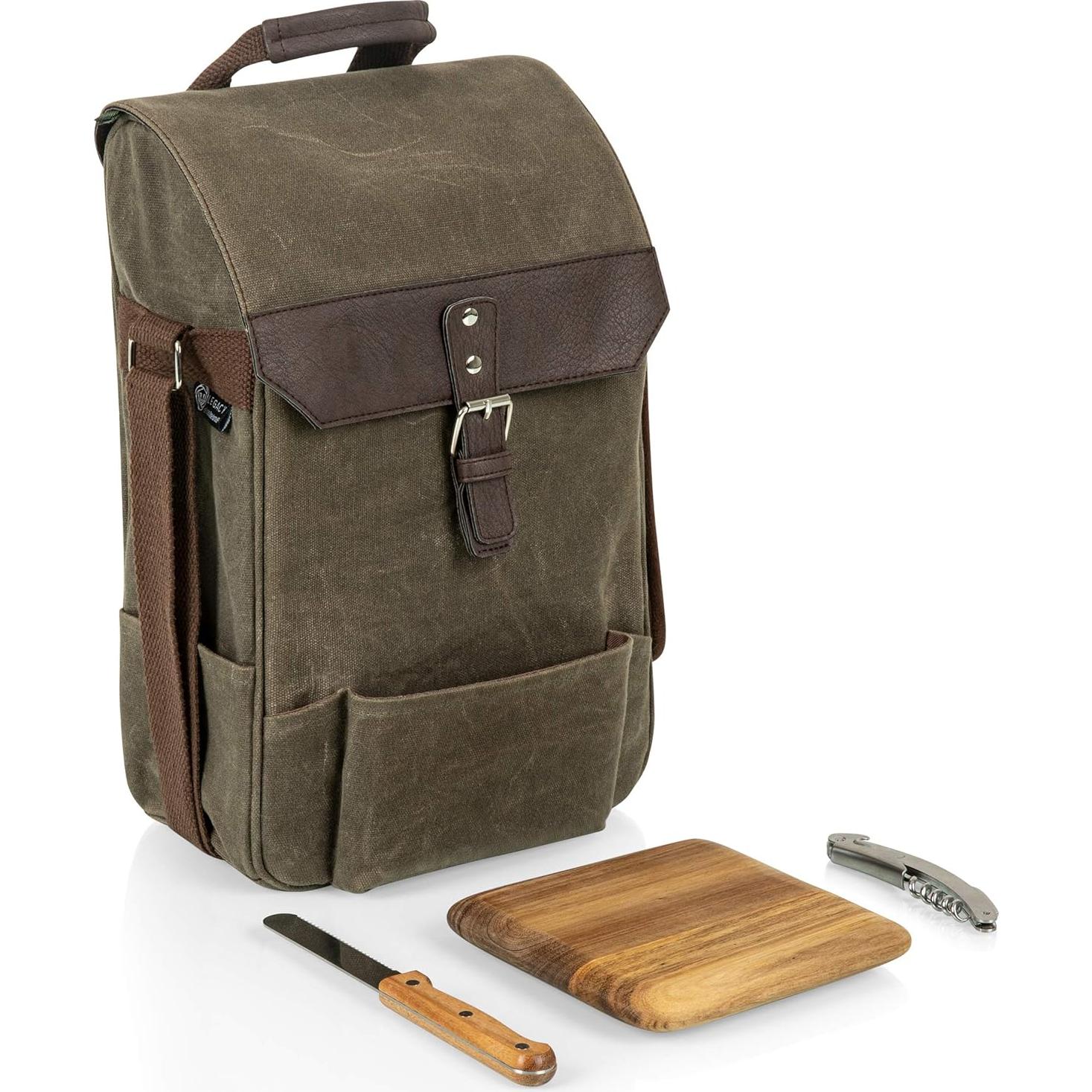 Bolsa de Vino Aislada Picnic Time para 2 Botellas con Tabla y Cuchillos