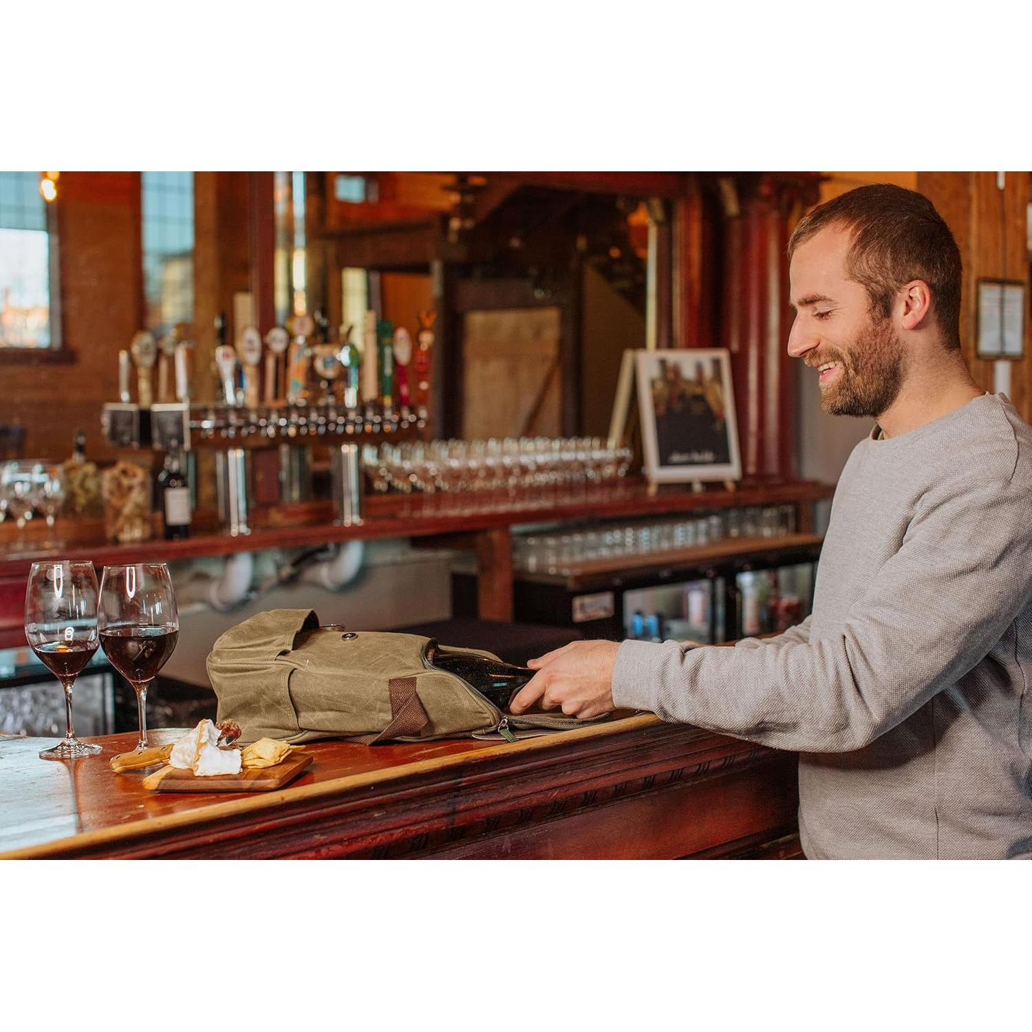 Bolsa de Vino Aislada Picnic Time para 2 Botellas con Tabla y Cuchillos