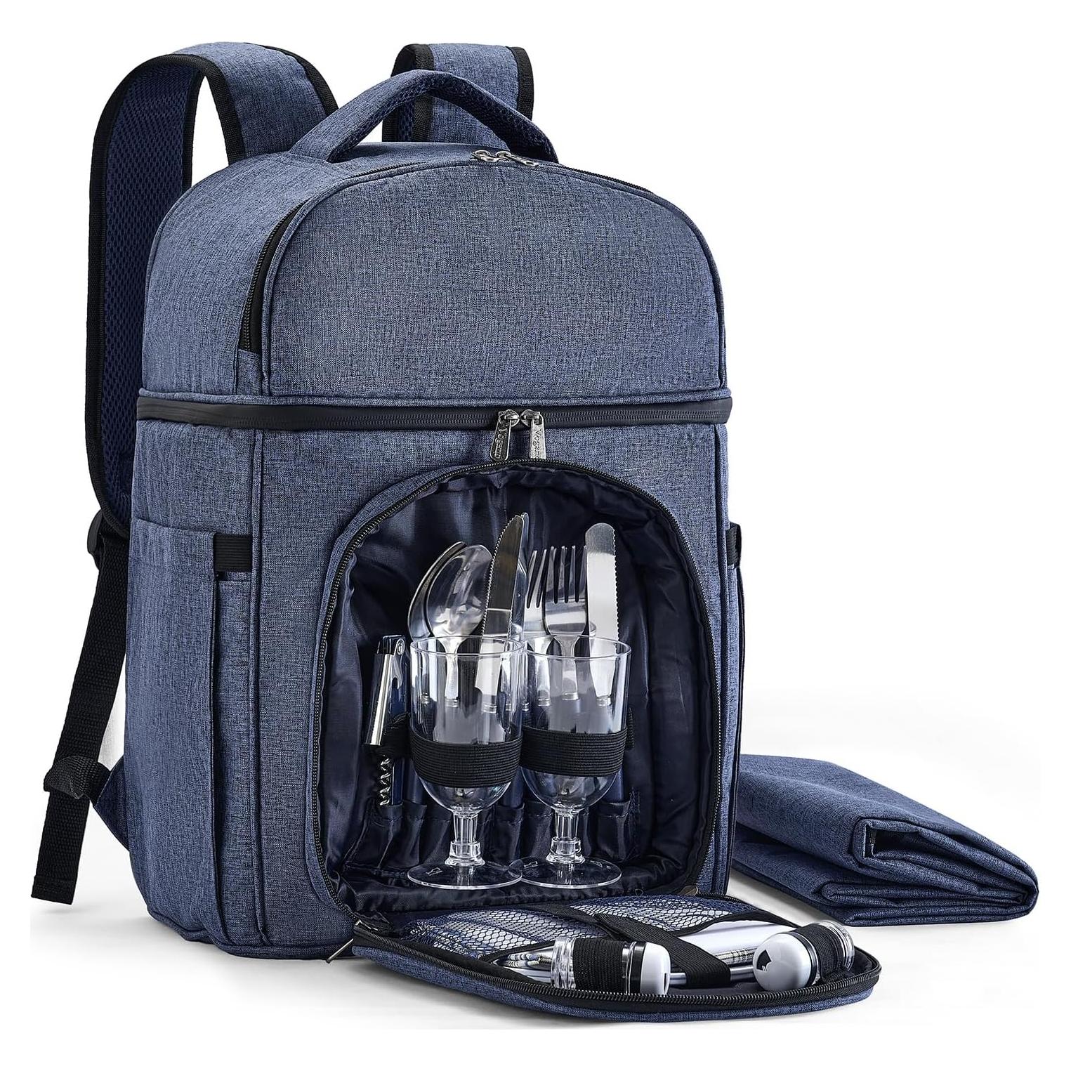 Mochila de Picnic Vogano Azul para 2 Personas con Accesorios