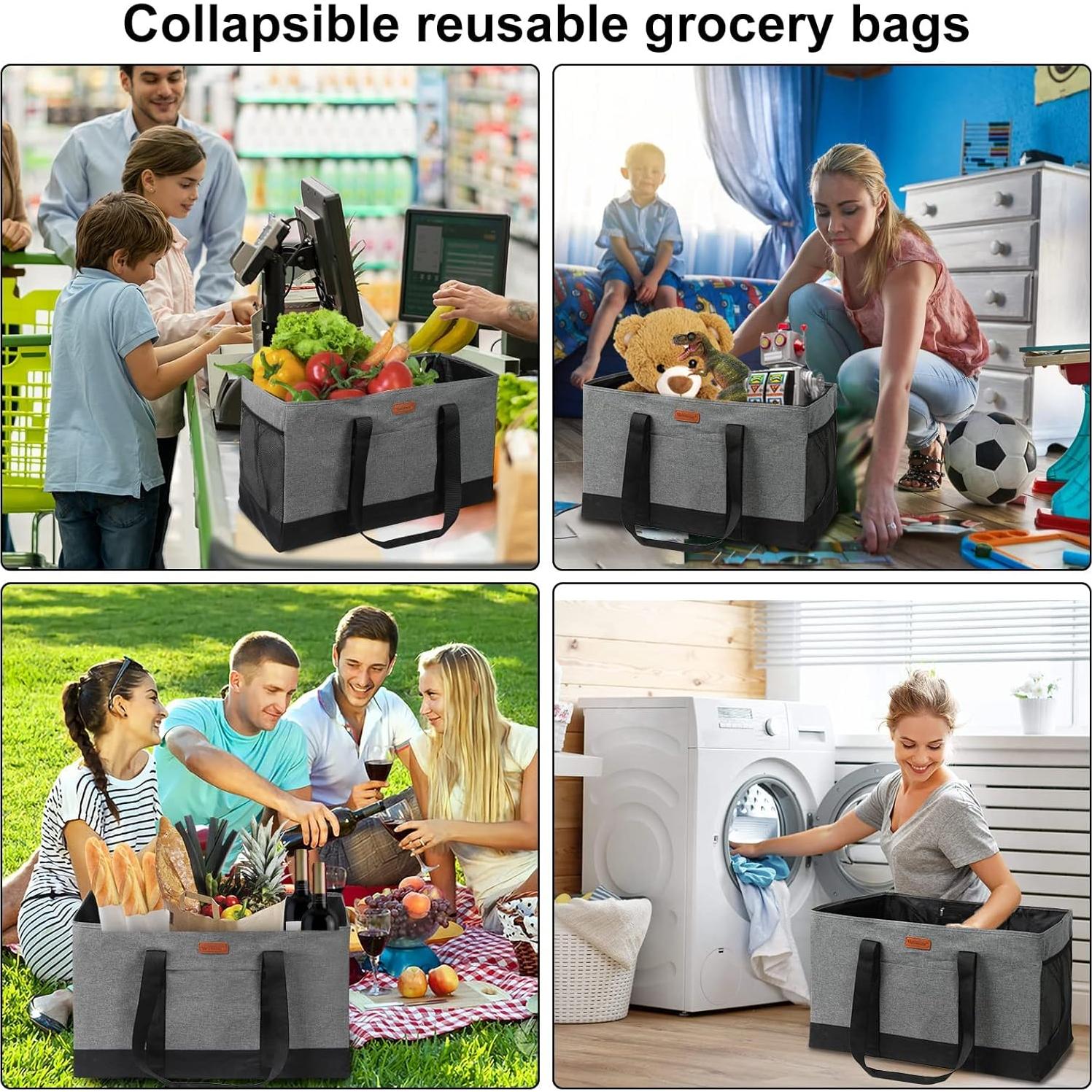 Bolsa de Compras Plegable WONDAY Extra Grande Gris 50lbs