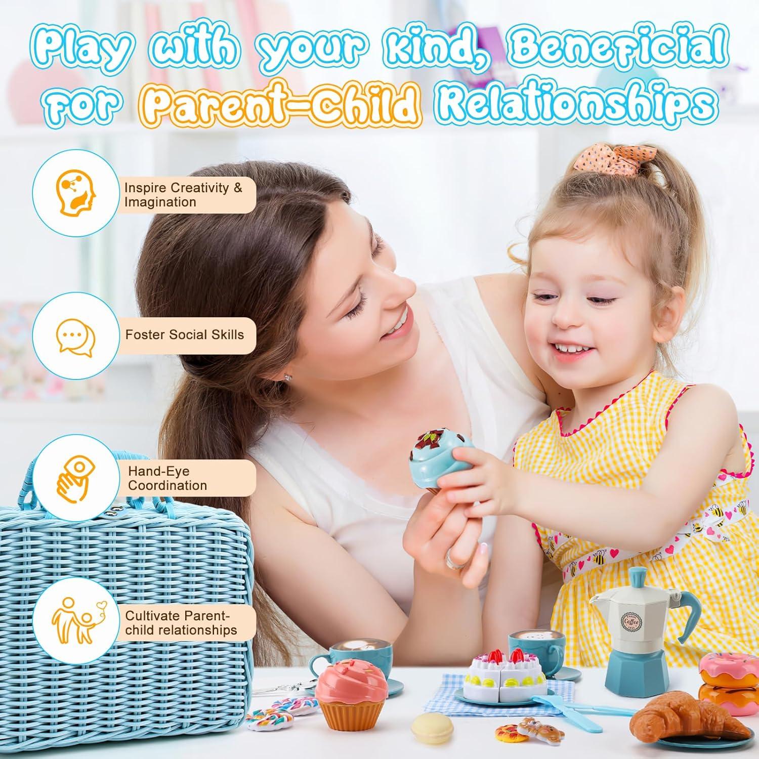 Juego de Té ITEFDTUTNE 30 Piezas con Canasta y Mantel