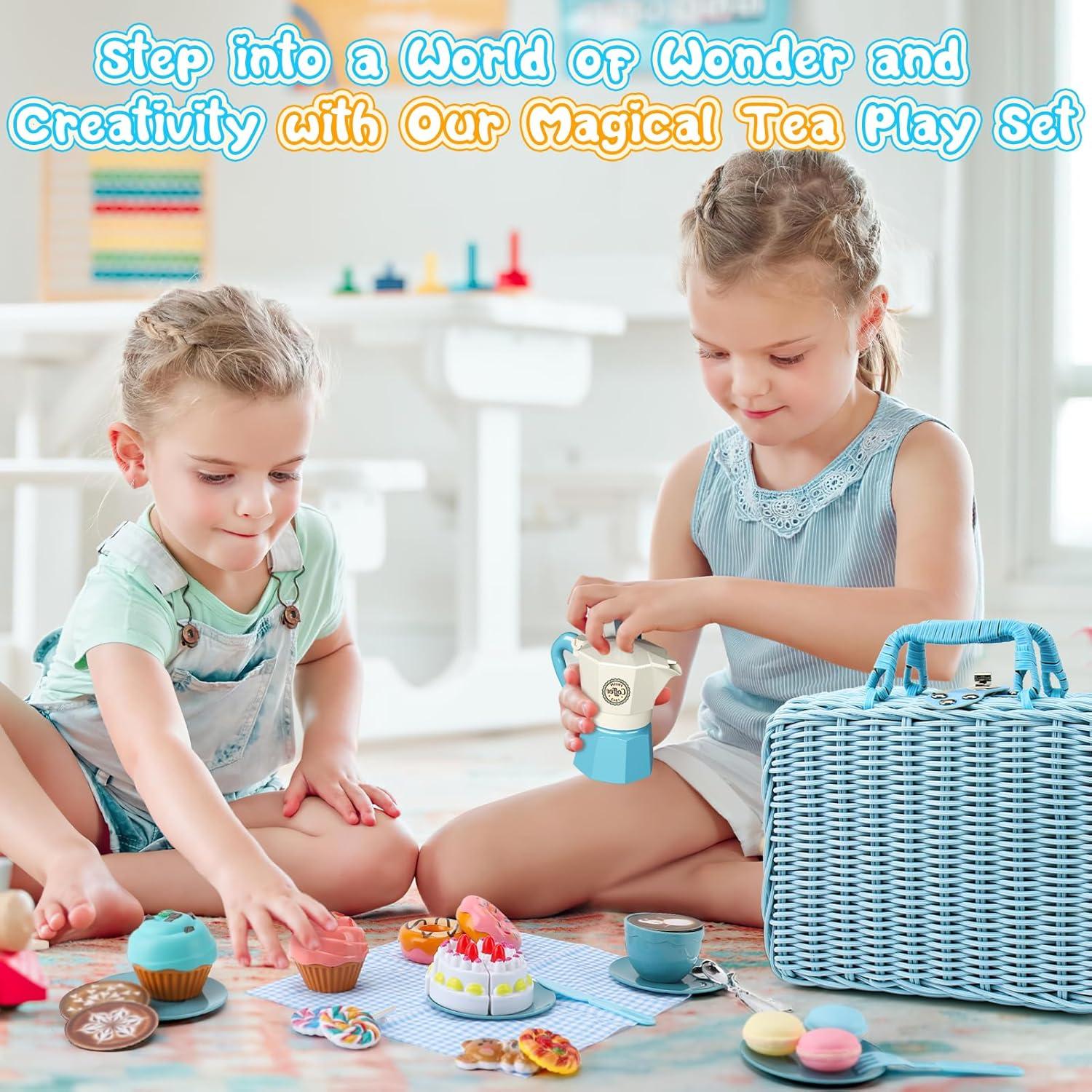 Juego de Té ITEFDTUTNE 30 Piezas con Canasta y Mantel