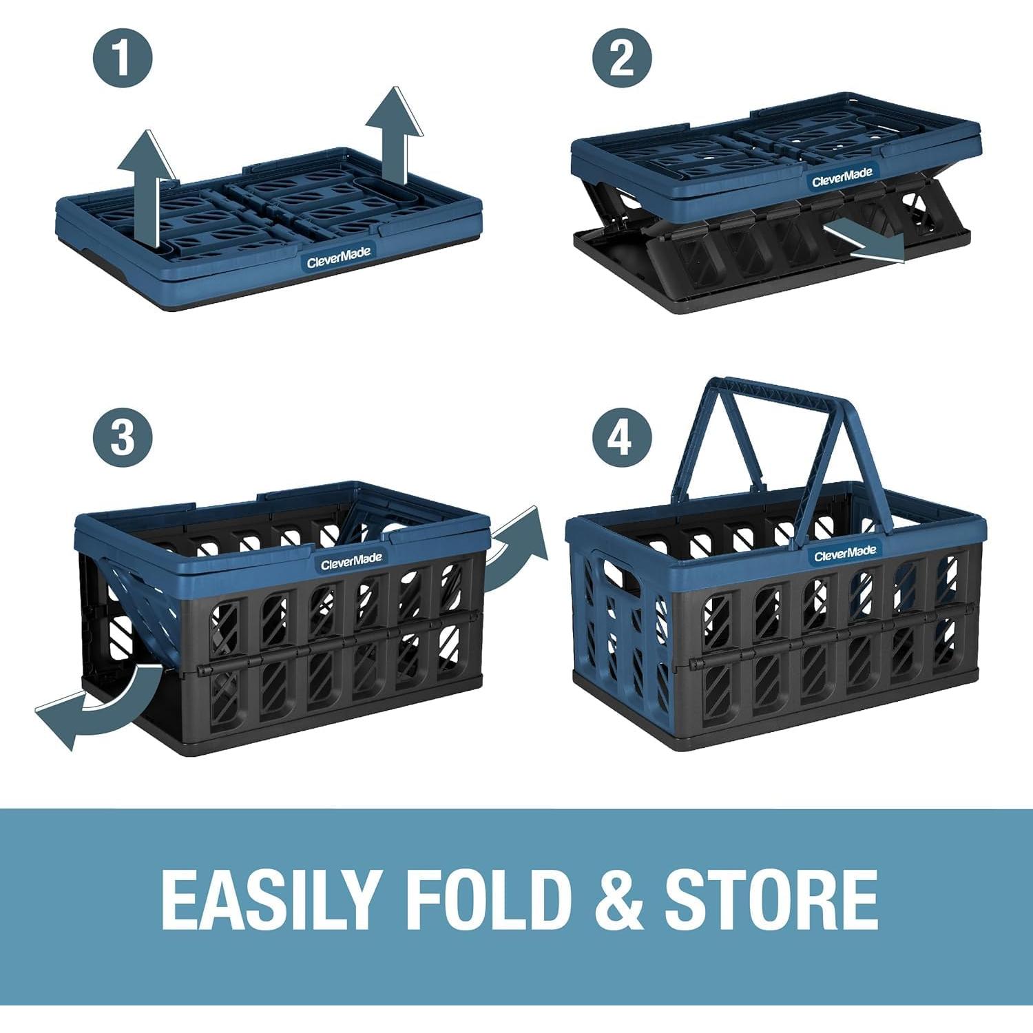 Cesta de Compras Plegable CleverMade Azul 3PK 24L 11.34kg