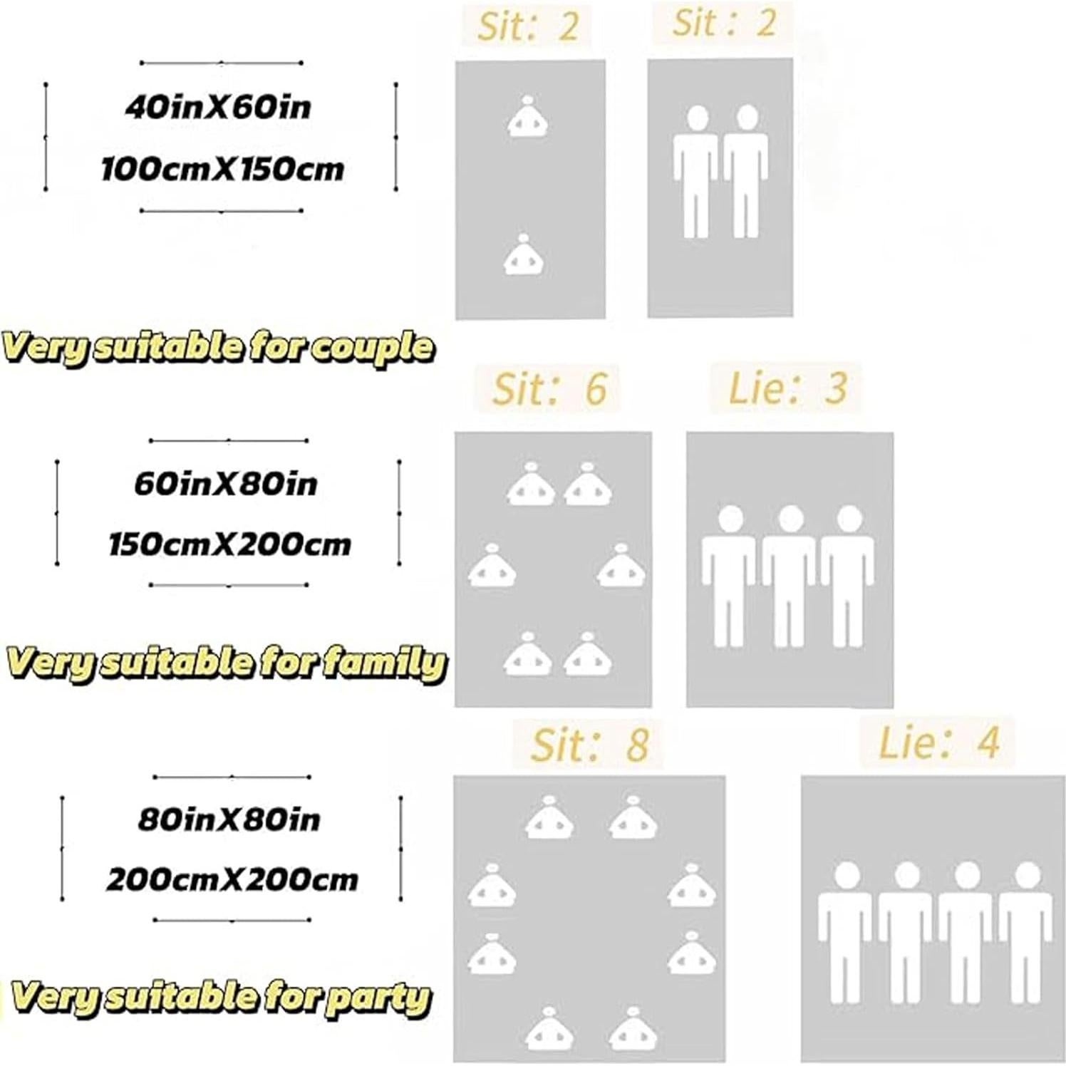 Manta de Picnic Plegable Genérico 1.02m x 1.52m Amarillo