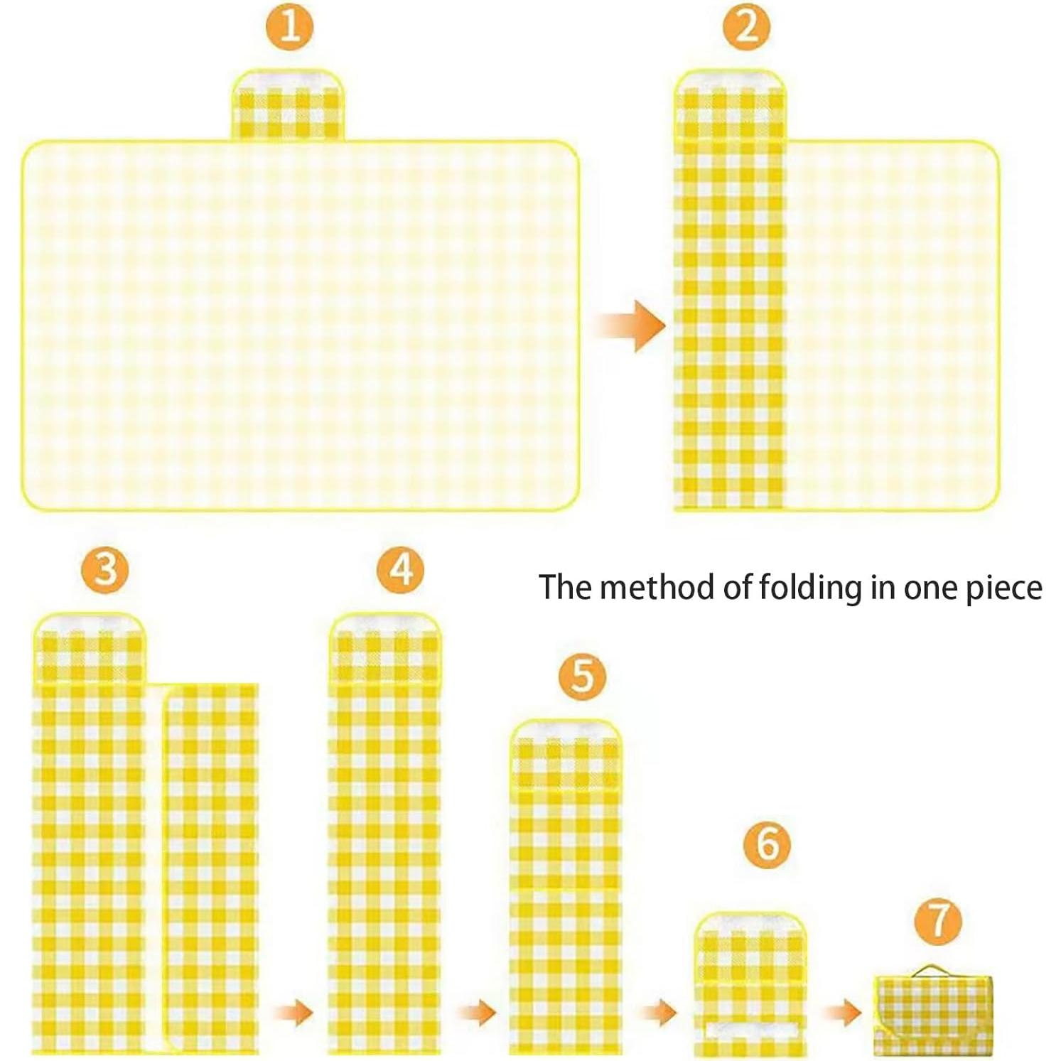 Manta de Picnic Plegable Genérico 1.02m x 1.52m Amarillo