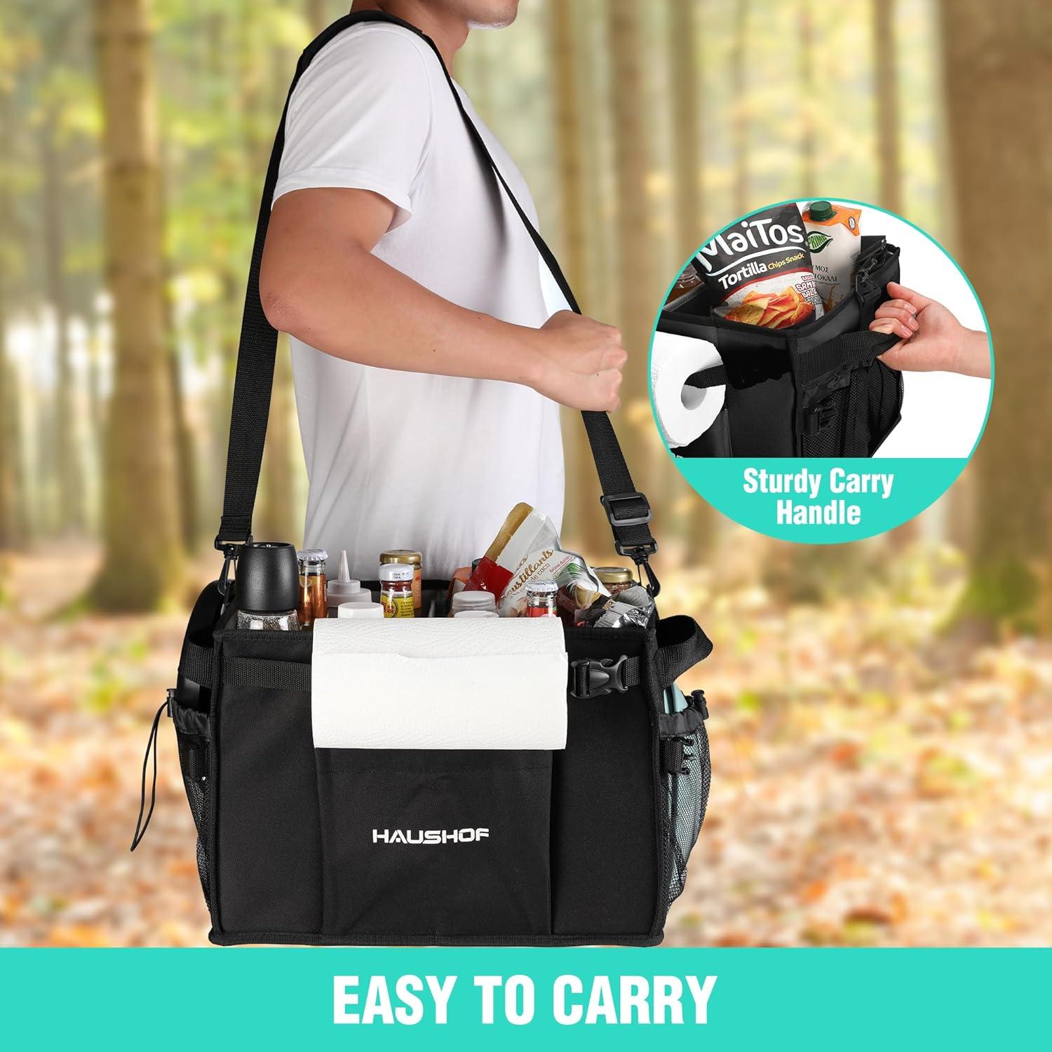 Caddy Grande para Parrilla y Picnic HAUSHOF Negro Plegable