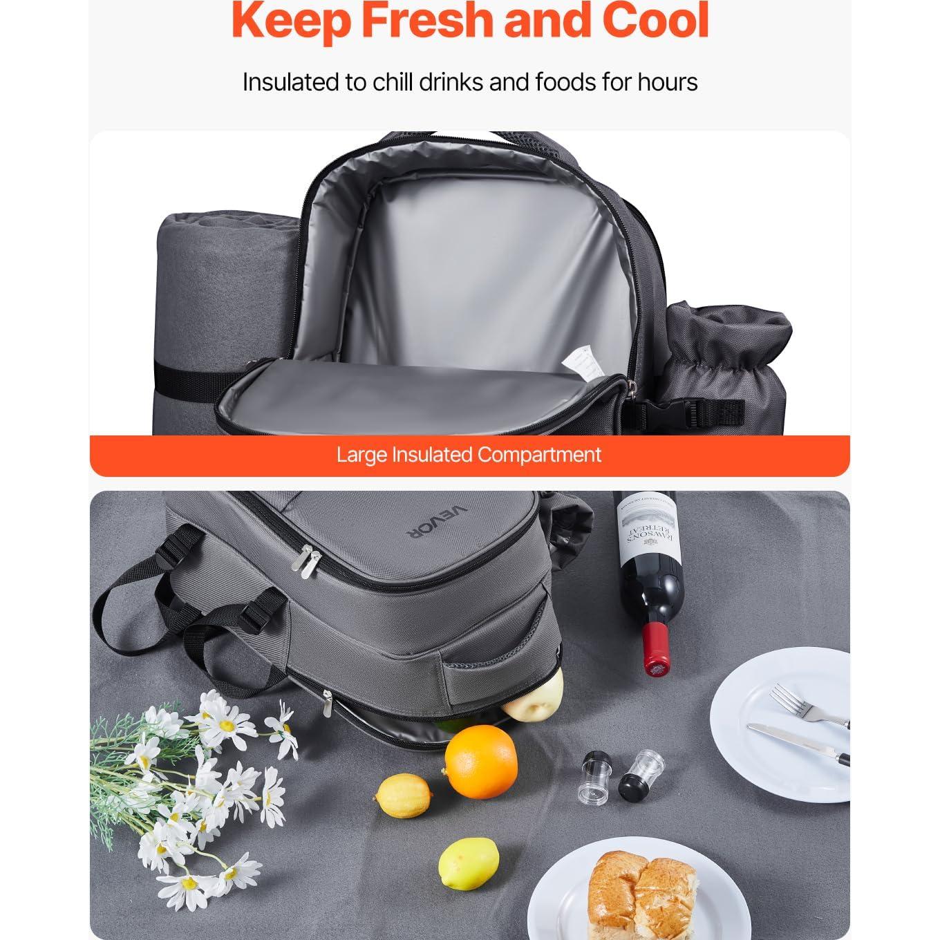 Mochila de Picnic VEVOR para 2 Personas con Compartimento Térmico