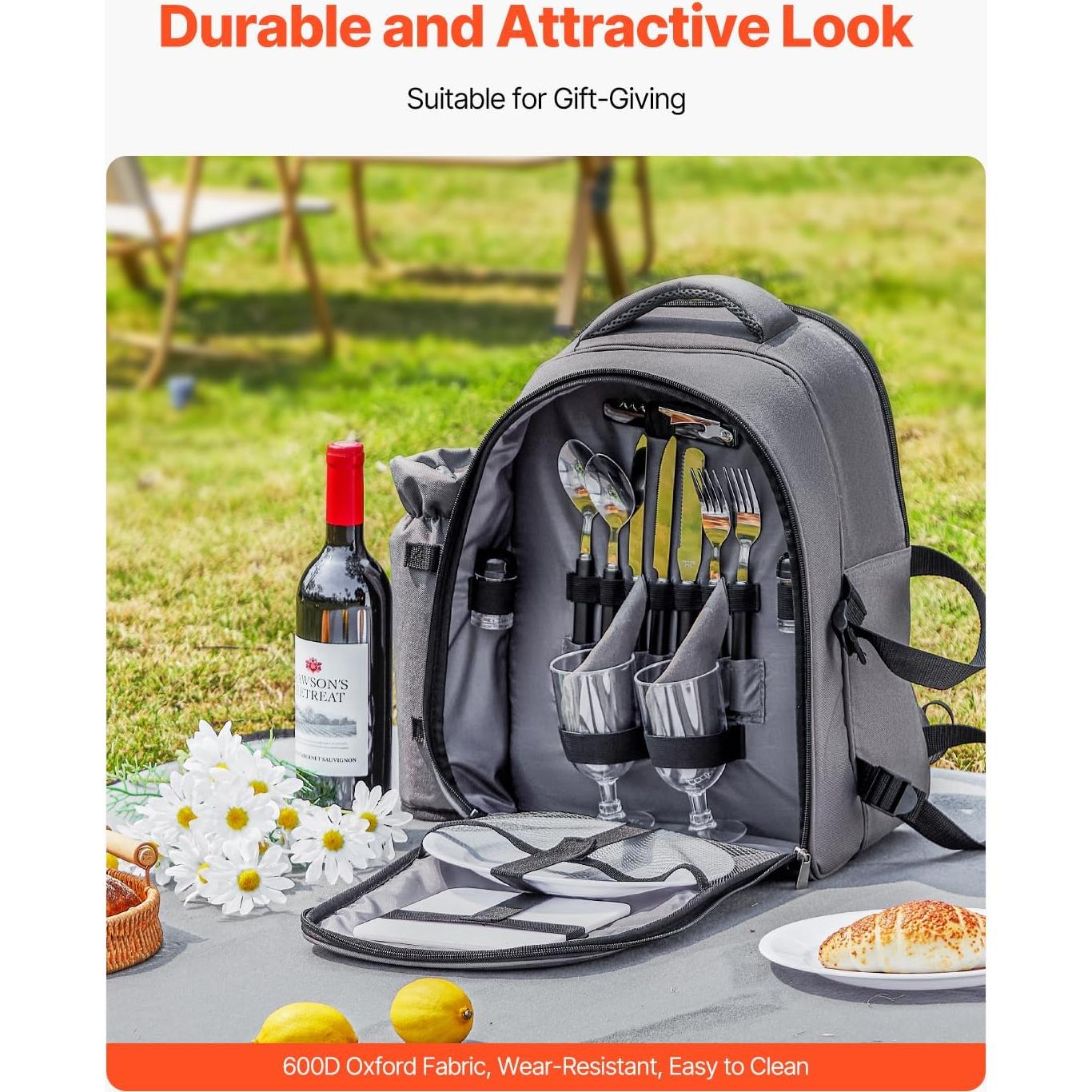 Mochila de Picnic VEVOR para 2 Personas con Compartimento Térmico