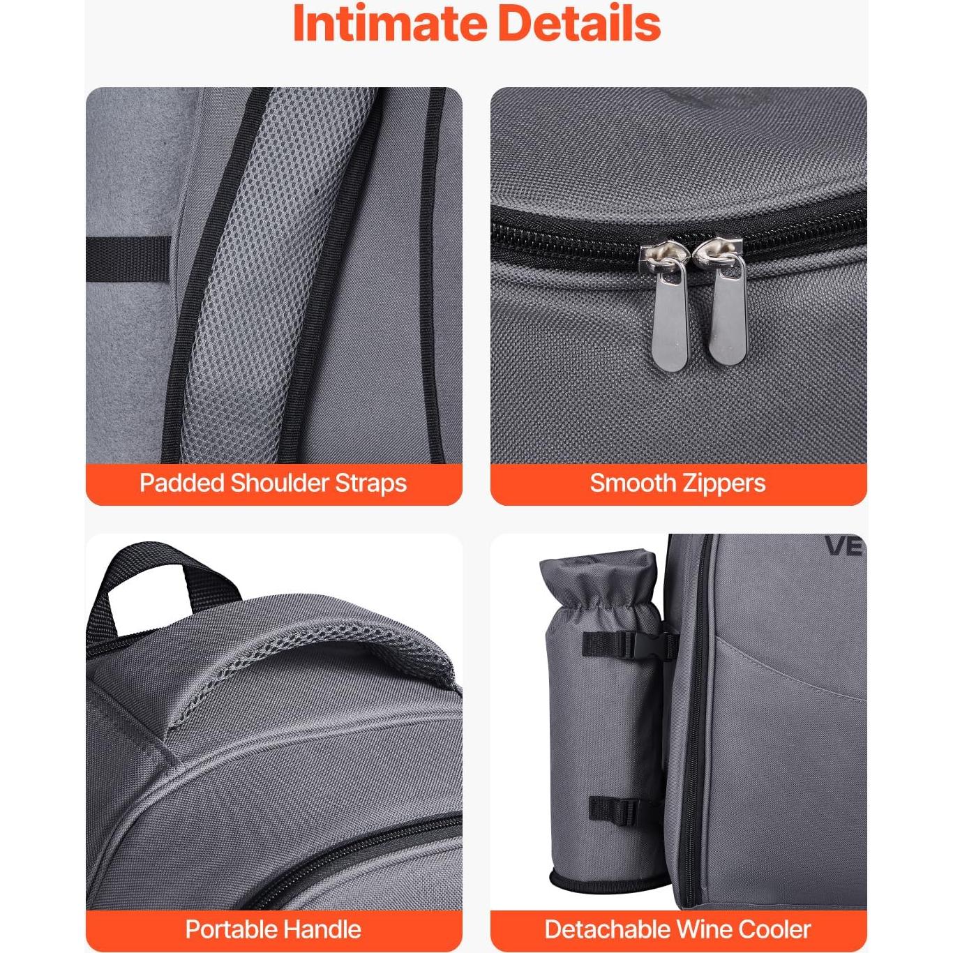 Mochila de Picnic VEVOR para 2 Personas con Compartimento Térmico