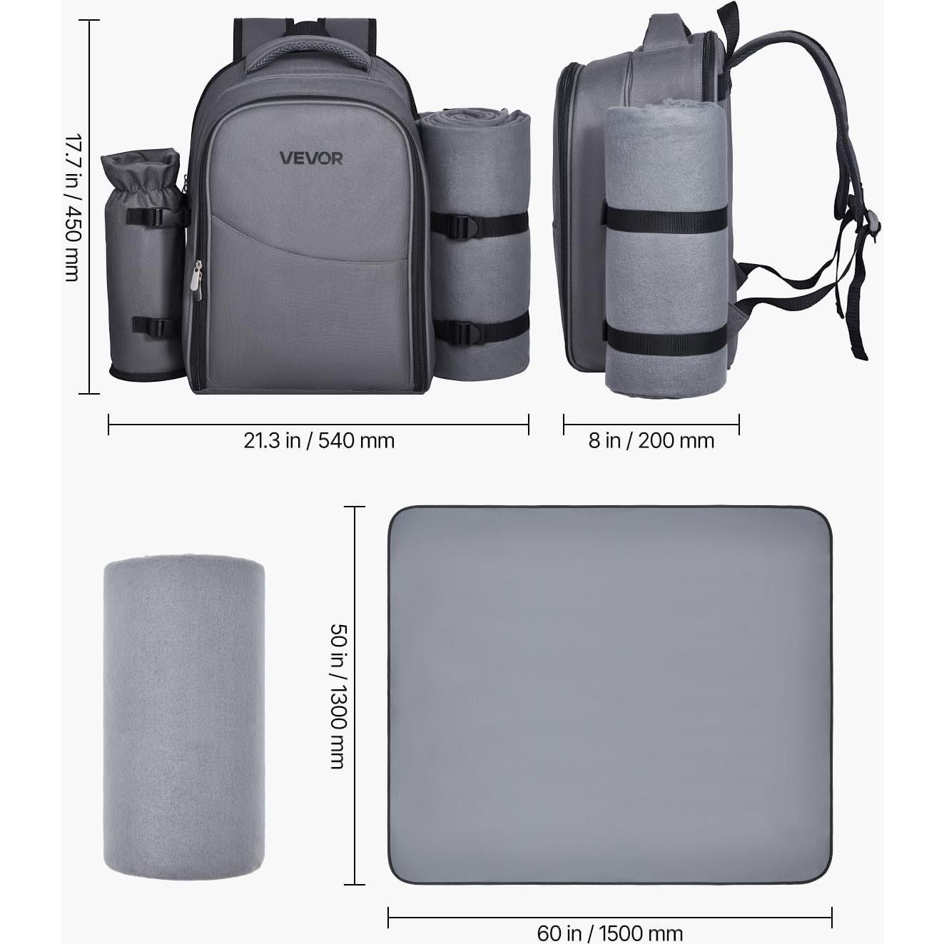 Mochila de Picnic VEVOR para 2 Personas con Compartimento Térmico