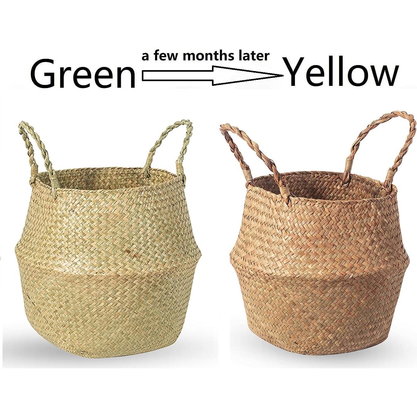 Cesta de Hierba Marina Tejida a Mano BrilliantJo - Juego de 2