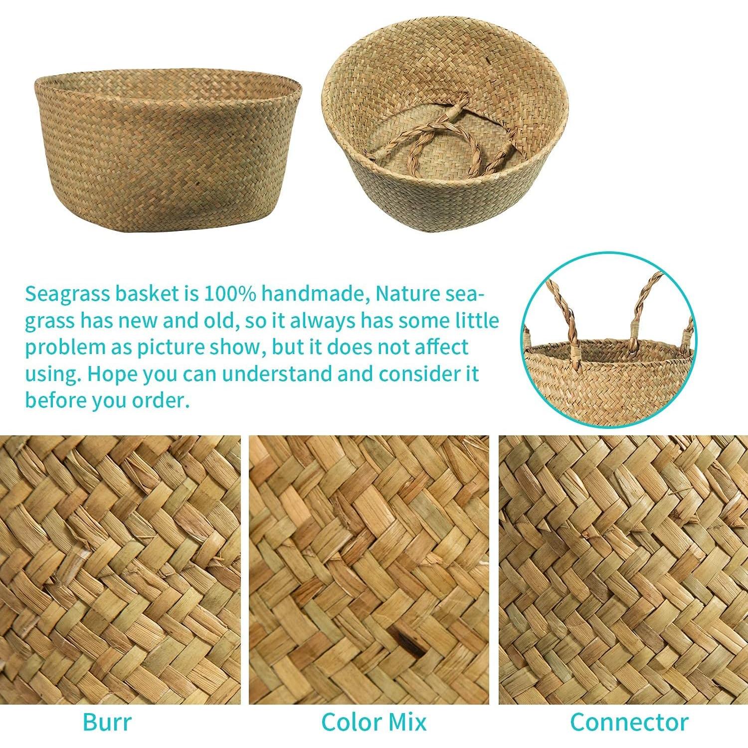 Cesta de Hierba Marina Tejida a Mano BrilliantJo - Juego de 2