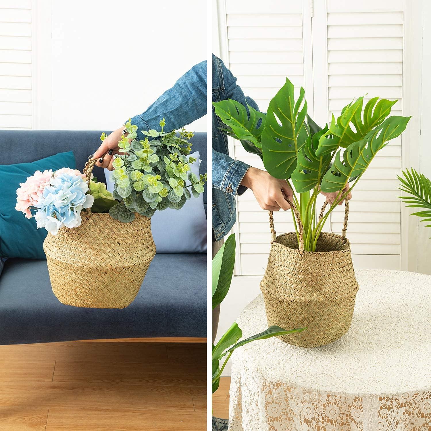 Cesta de Hierba Marina Tejida a Mano BrilliantJo - Juego de 2