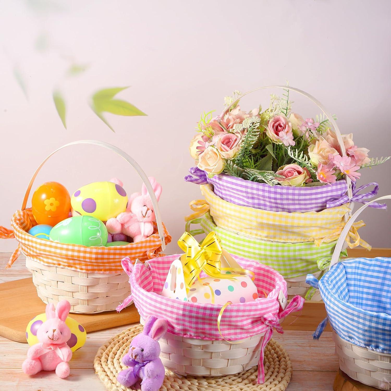 Cesta de Bambú Tejida Redonda Yulejo - 6 Piezas para Pascua