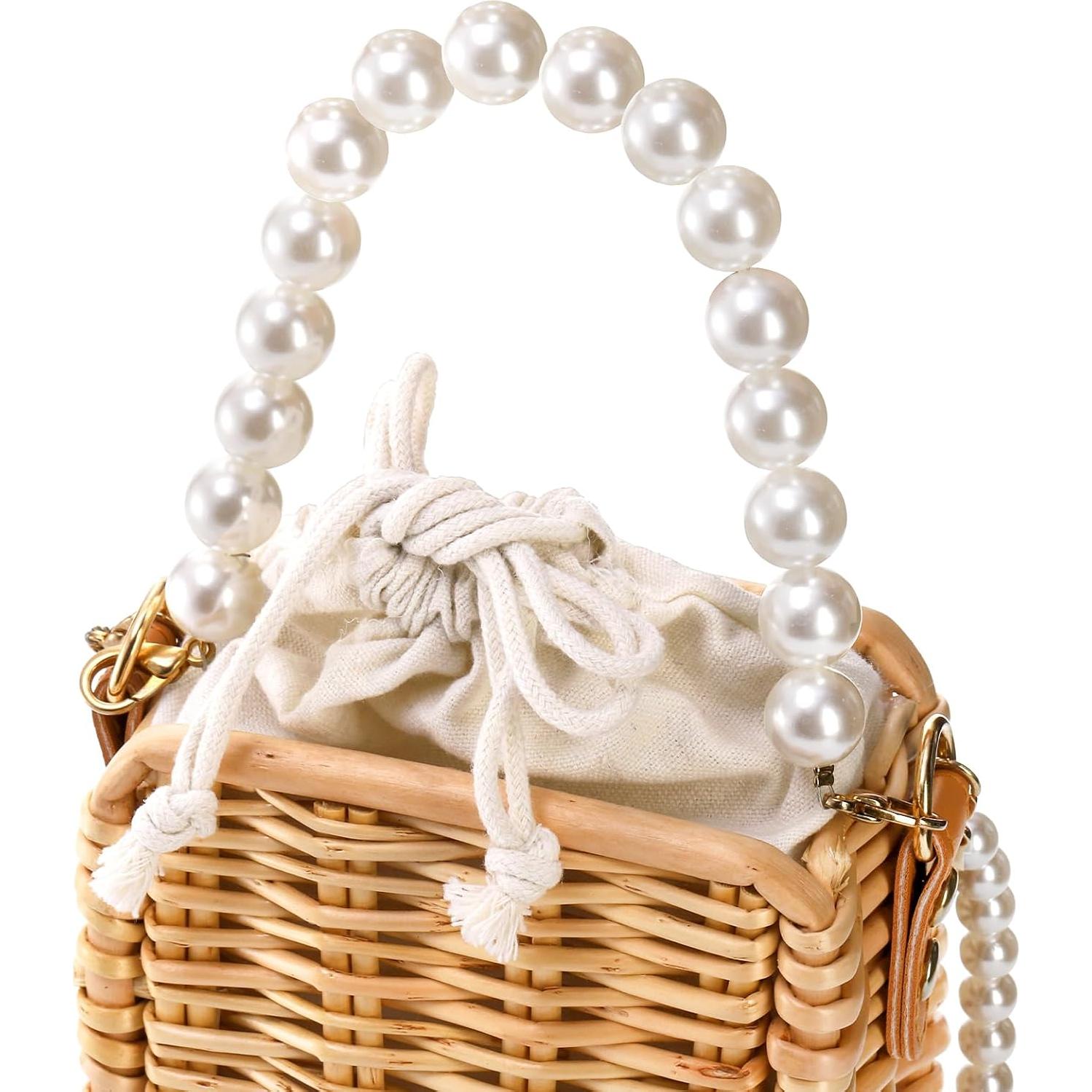 Bolso de Playa de Ratan Tejido a Mano Eorbow Rectangular