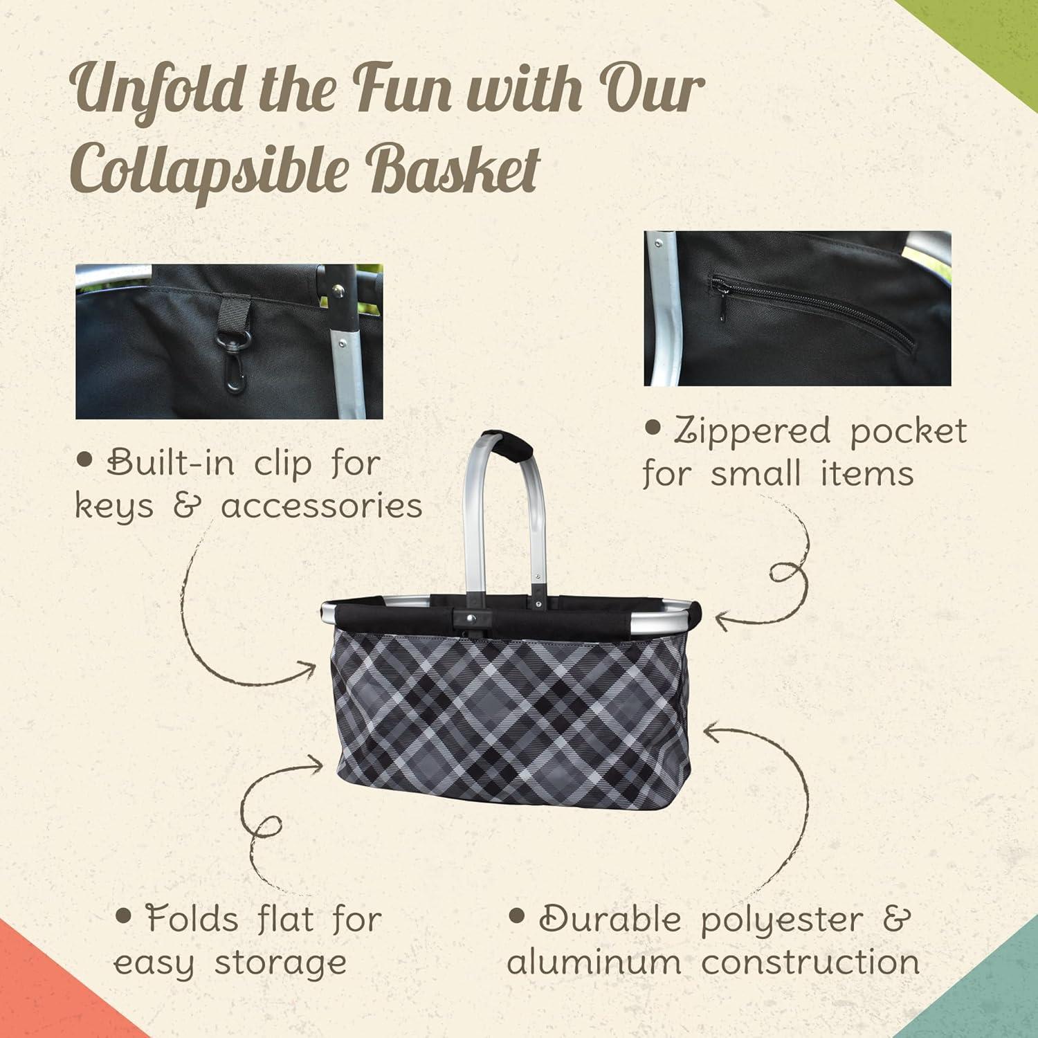 Cesta de Picnic Plegable Camp Casual CC-010GPB Gris 68.6x48.3cm