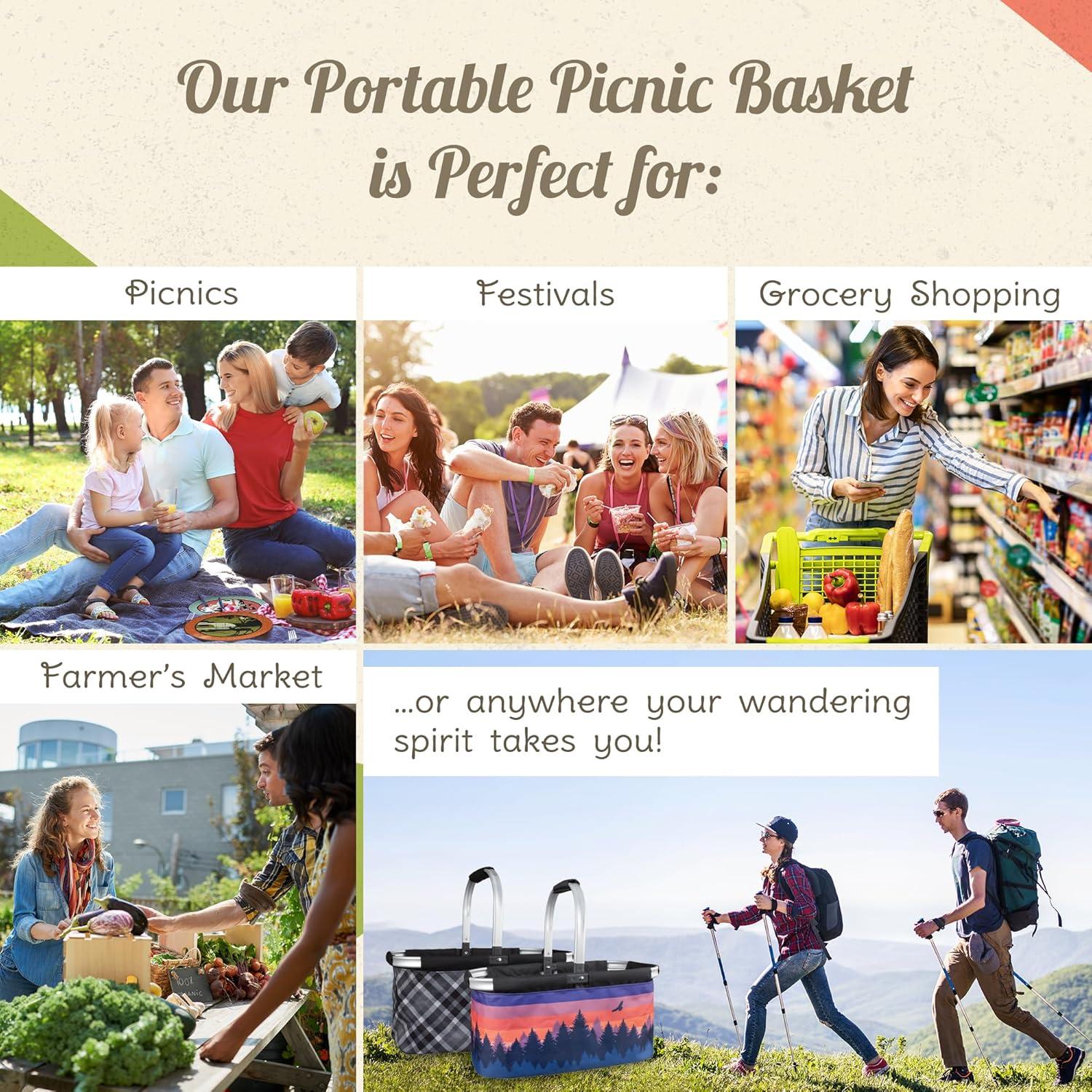 Cesta de Picnic Plegable Camp Casual CC-010GPB Gris 68.6x48.3cm