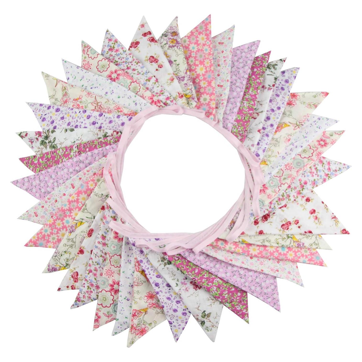 Guirnalda Triangular Rosa DAFEN 10m 36 Banderines Algodón