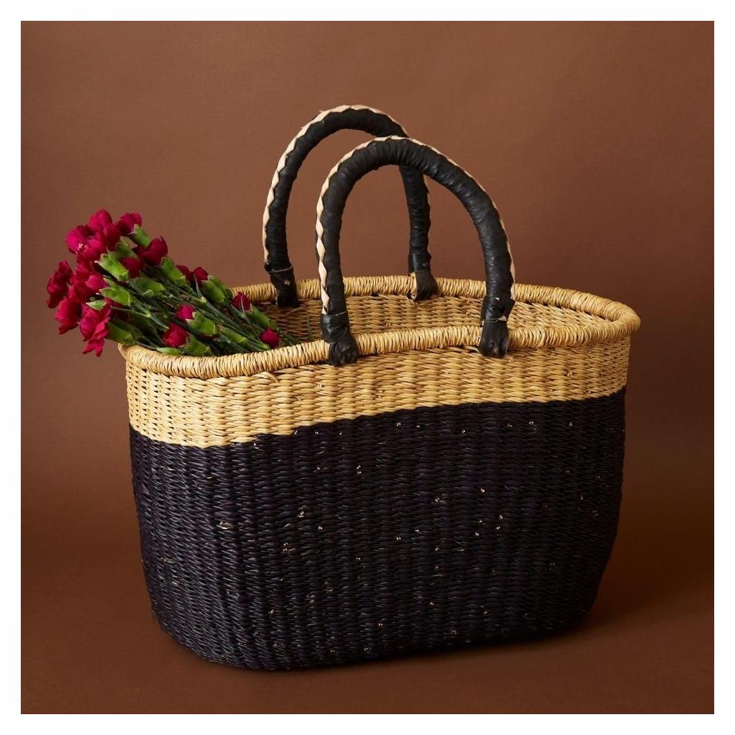 Cesta de Picnic Bolga Africana - Grande, Negra y Natural