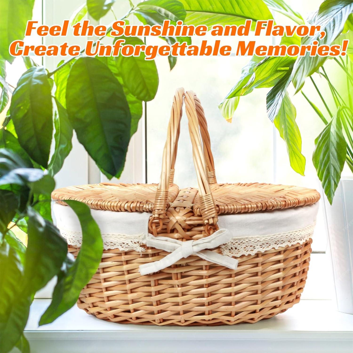 Cesta de Picnic Hap Tim Mimbre con Tapa 40.6x31cm