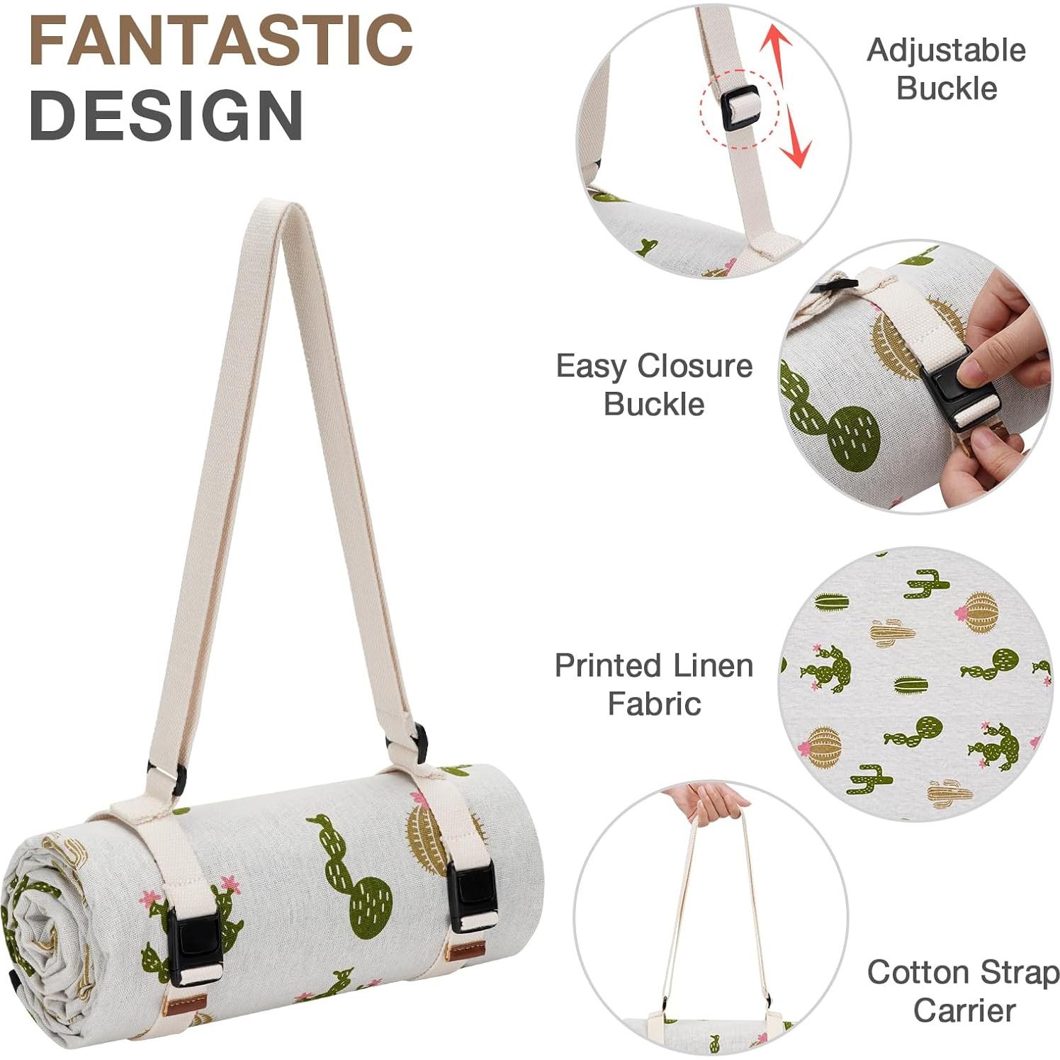 Manta de Picnic Impermeable WILLOW WEAVE 200x145 cm Verde/Tan