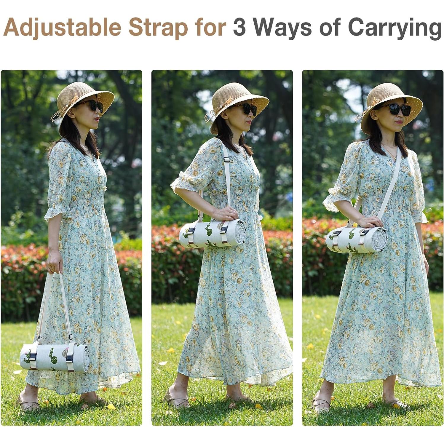 Manta de Picnic Impermeable WILLOW WEAVE 200x145 cm Verde/Tan