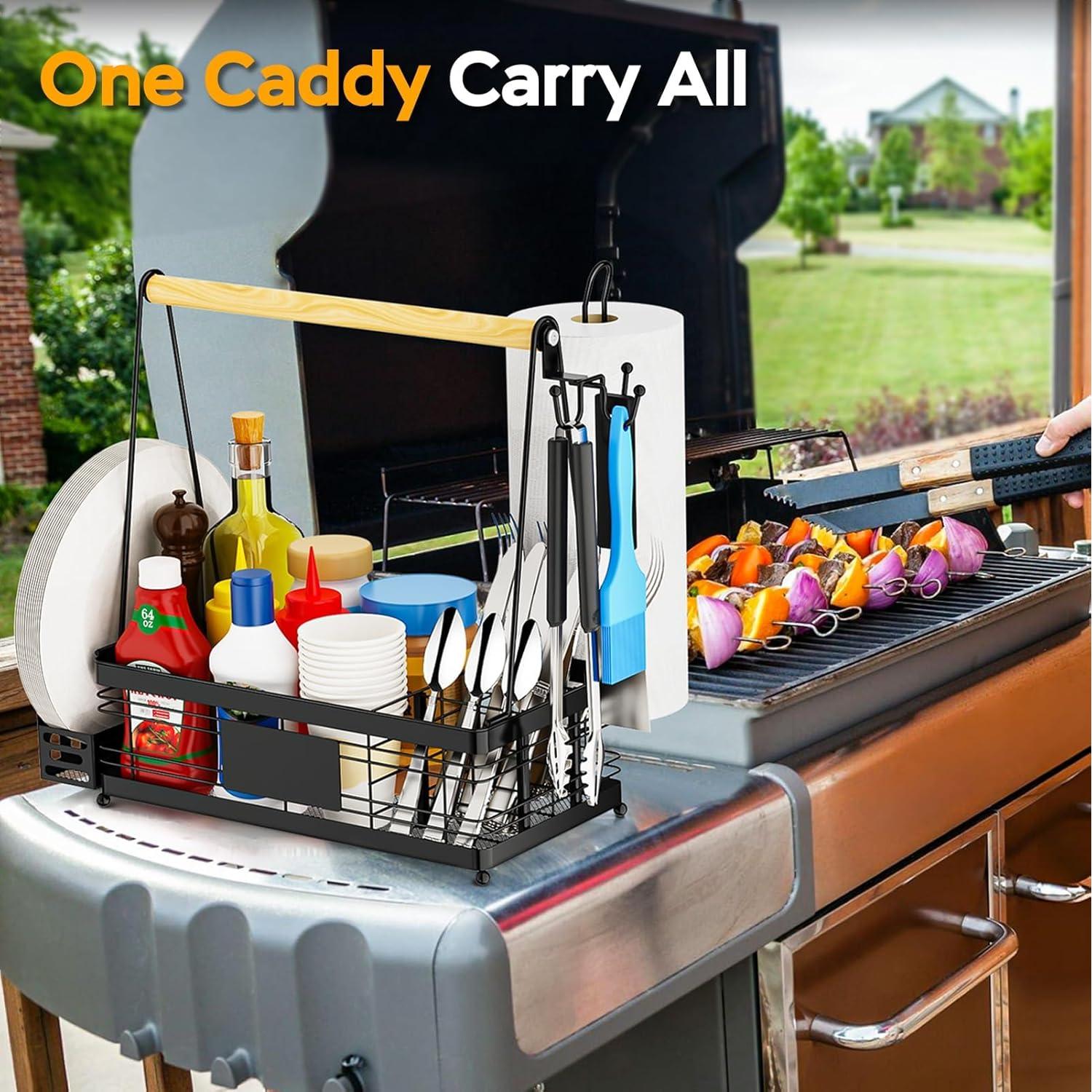 Caddy para Parrilla GUIBUKEYAN con Soporte para Platos y Toallas