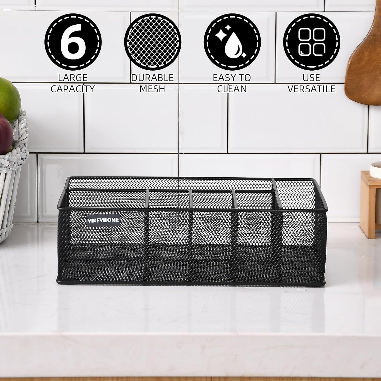 Organizador de Platos de Papel VIKEYHOME 6 Compartimentos Negro