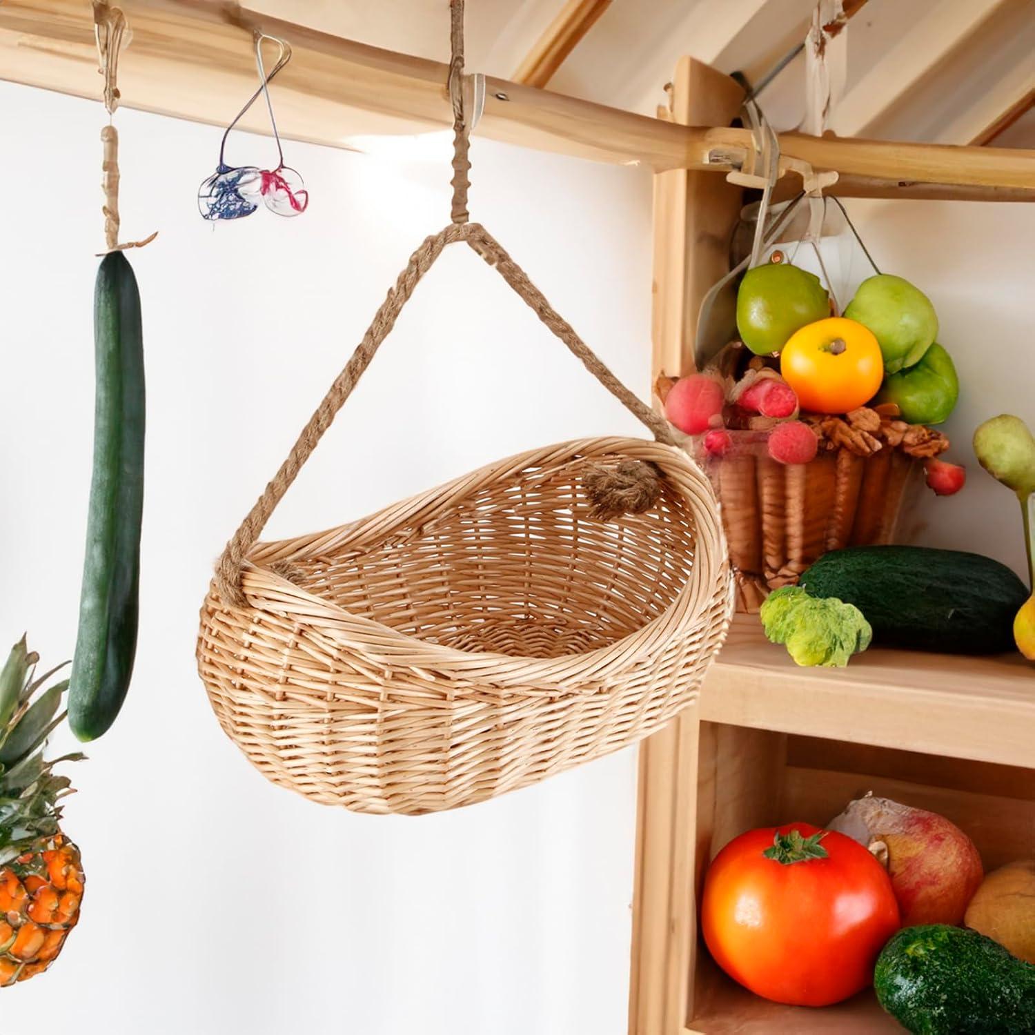 Cesta de Mimbre JJSQ 43x30.5 cm para Picnic y Jardín