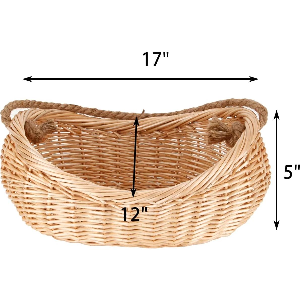 Cesta de Mimbre JJSQ 43x30.5 cm para Picnic y Jardín