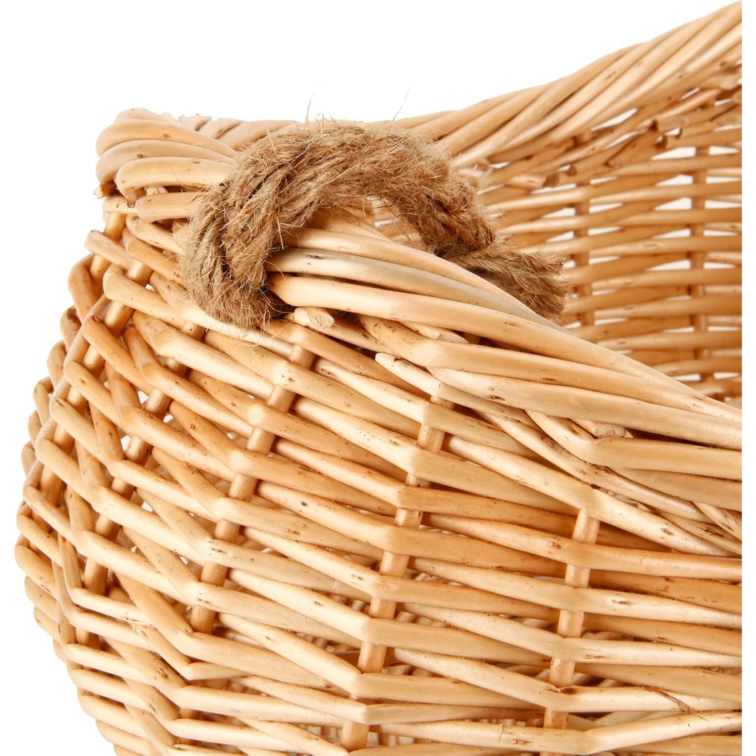 Cesta de Mimbre JJSQ 43x30.5 cm para Picnic y Jardín