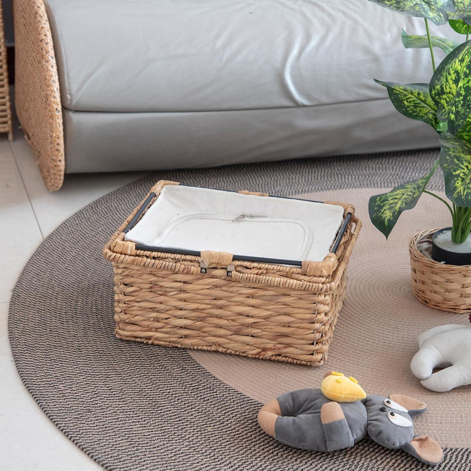 Cesta de Picnic Aislada RUQIAO CRAFT Tejida en Juncos 19L