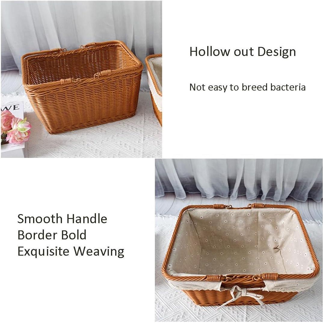 Cesta de Picnic Grande RT&BS Tejida a Mano con Forro