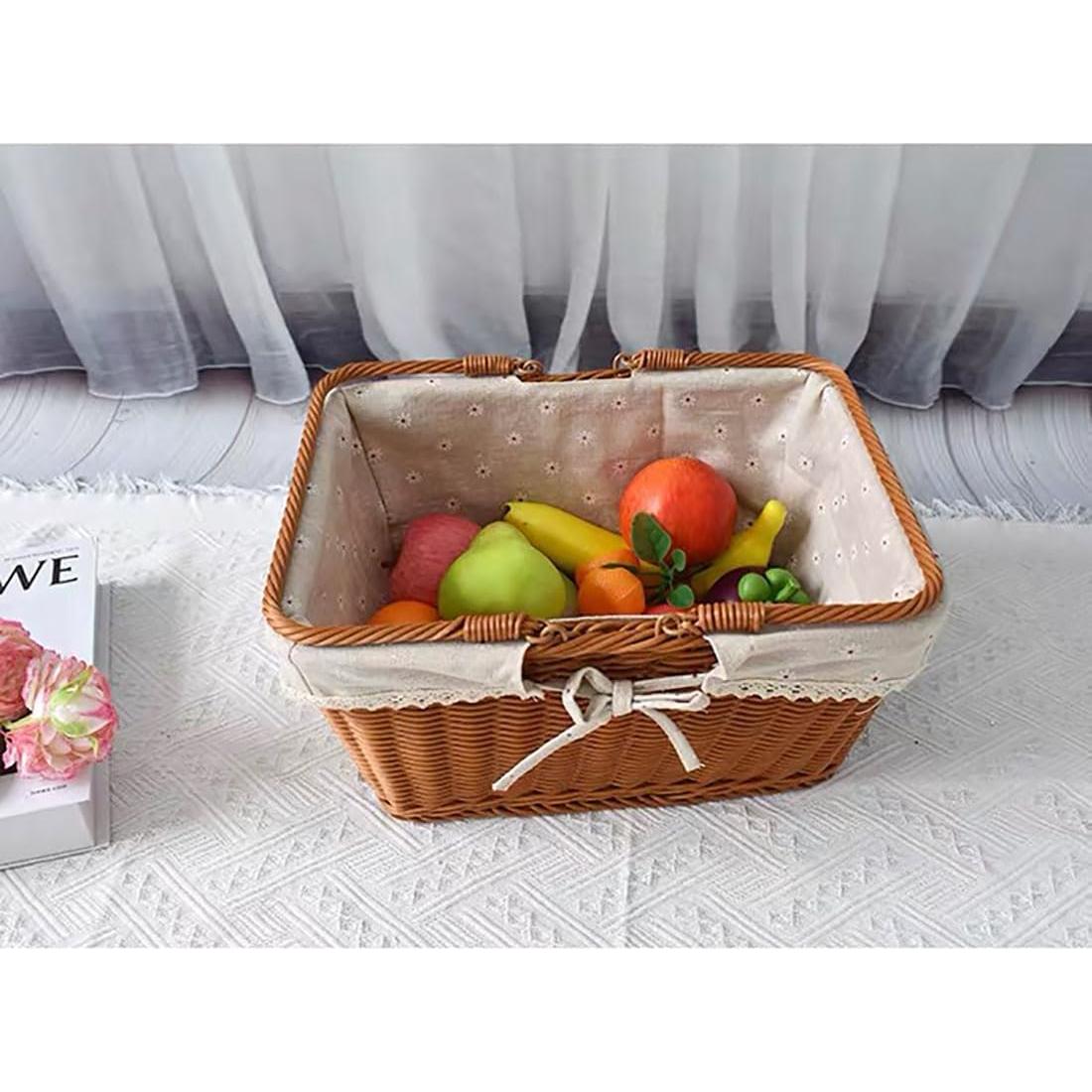 Cesta de Picnic Grande RT&BS Tejida a Mano con Forro